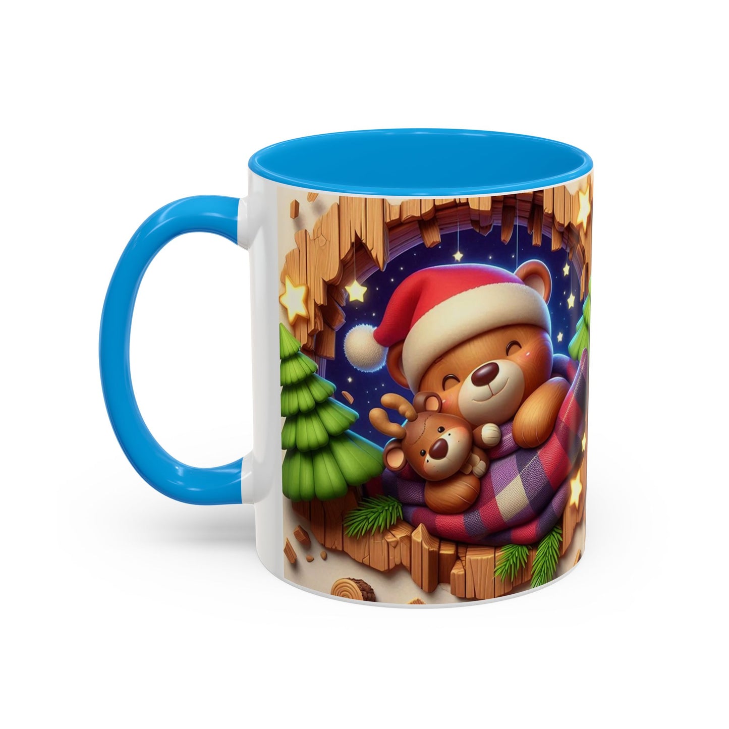 Mug Ours de Noël Kawaii – Tasse Ourson Adorable avec Bonnet de Noël, Plaid et Renne – Cadeau Hiver 325ml