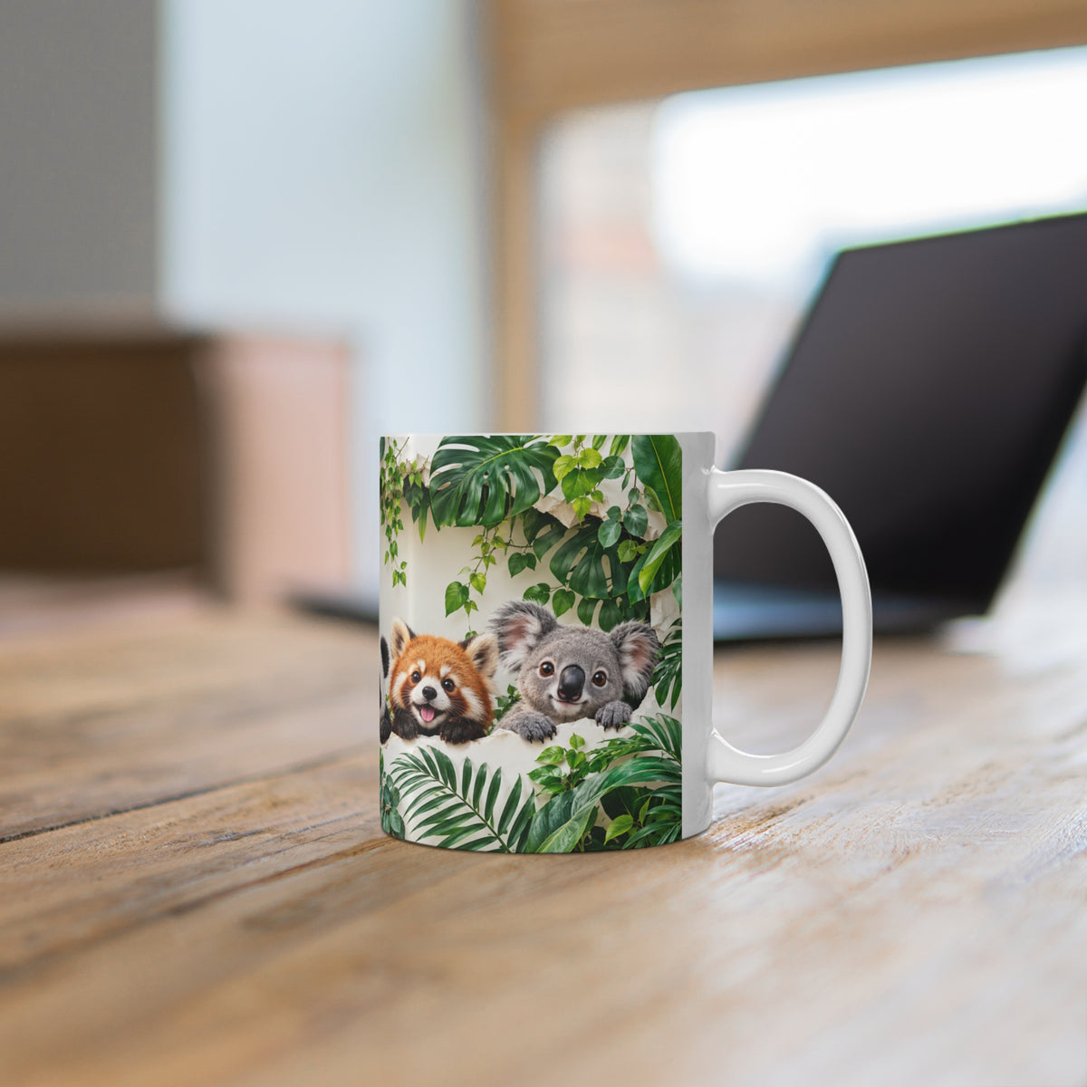 Mug Animaux de la Jungle et Compagnie – Chien, Chat, Girafe, Panda, Panda Roux et Koala – Tasse Colorée Cadeau Amoureux des Animaux