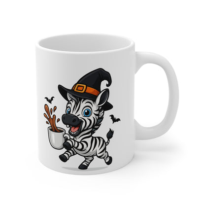 Mug Zèbre Sorcier Café – Tasse Céramique 325ml – Illustration Animalière Drôle Halloween