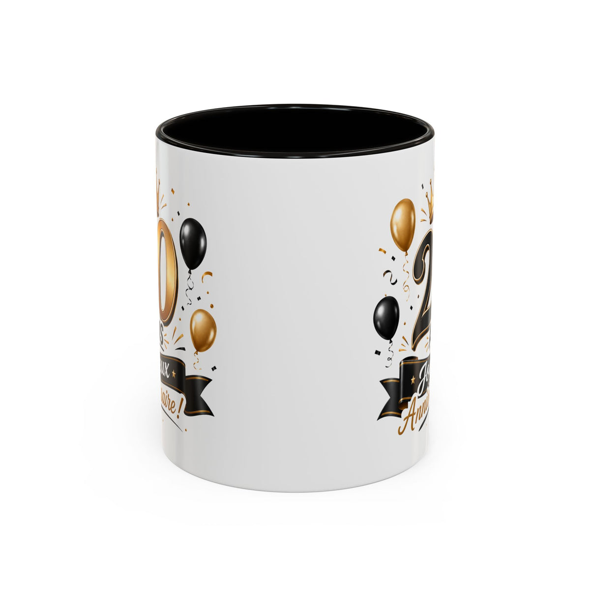 Mug Joyeux 20 Ans – Tasse Anniversaire 20 Ans – Cadeau Original pour Femme Homme – Idée Cadeau 20e Anniversaire Noir Bleu Rouge