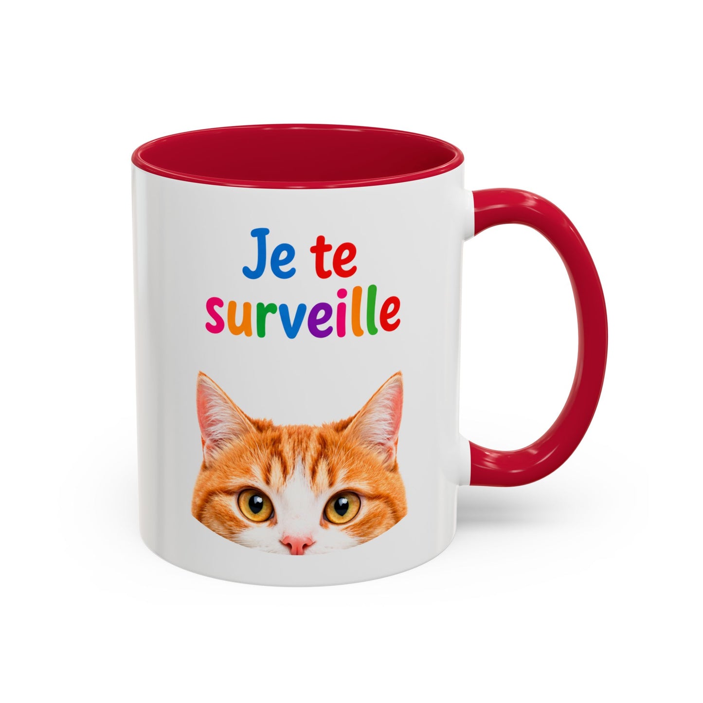 Tasse Chat Je te Surveille 325ml – Mug Céramique Humour Chat Mignon Cadeau Original Animaux