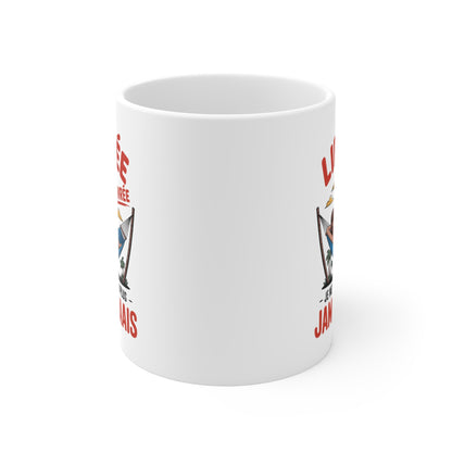 Mug Humour Vacances – Tasse Céramique 325ml Femme Hamac Cocktail – Cadeau Départ Retraite Été