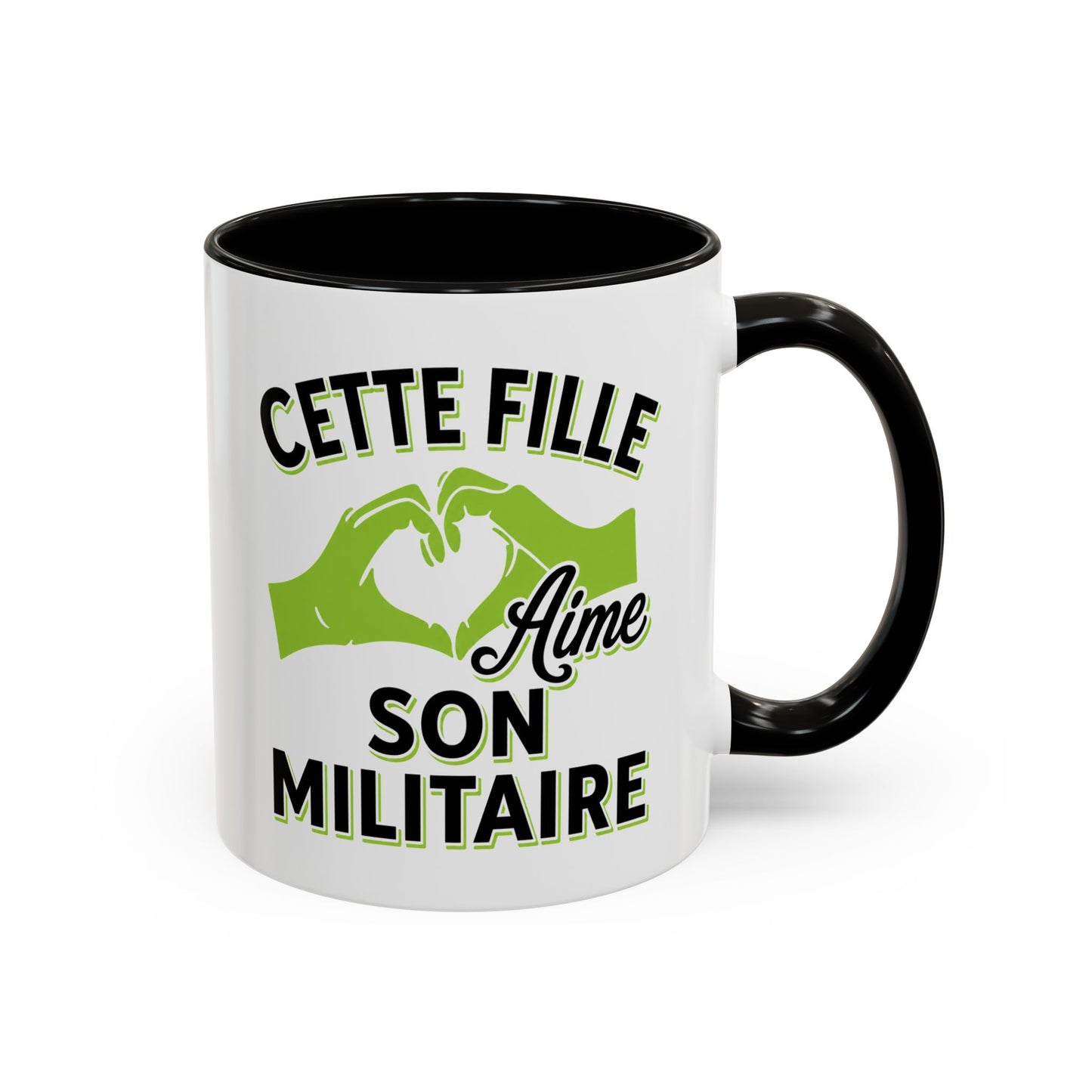 Mug Femme de Militaire – Tasse Amour Couple Armée – Cadeau pour Femme Compagne Amoureuse d’un Militaire Noir Bleu Rouge