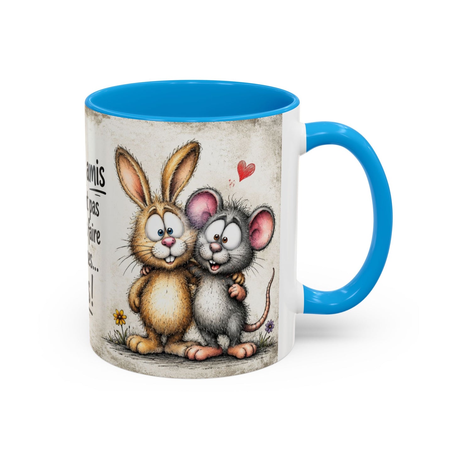 Tasse Humour Amitié Animaux Mignons – Les Vrais Amis Ne Laissent Pas Leurs Amis Faire Des Bêtises Seuls – Cadeau Ami 325ml