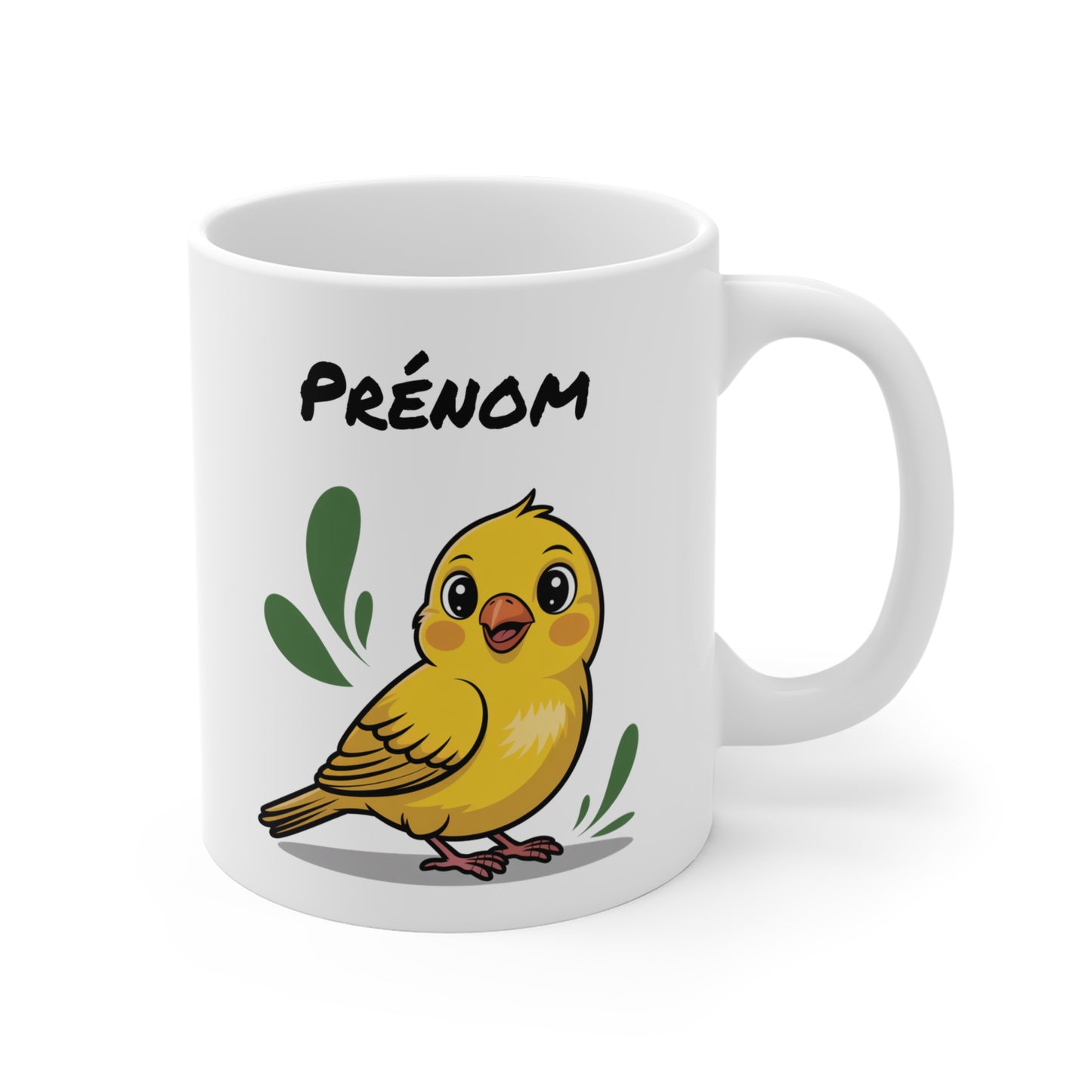 Mug Canari Jaune Personnalisable – Tasse Oiseau Mignon en Céramique 325ml avec Prénom