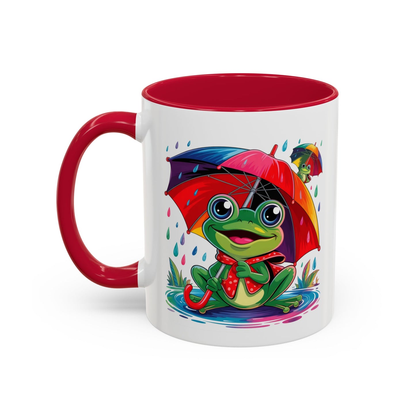 Mug Grenouille Sous la Pluie – Tasse Colorée Parapluie Arc-en-Ciel – Cadeau Fun et Mignon – Céramique 325ml