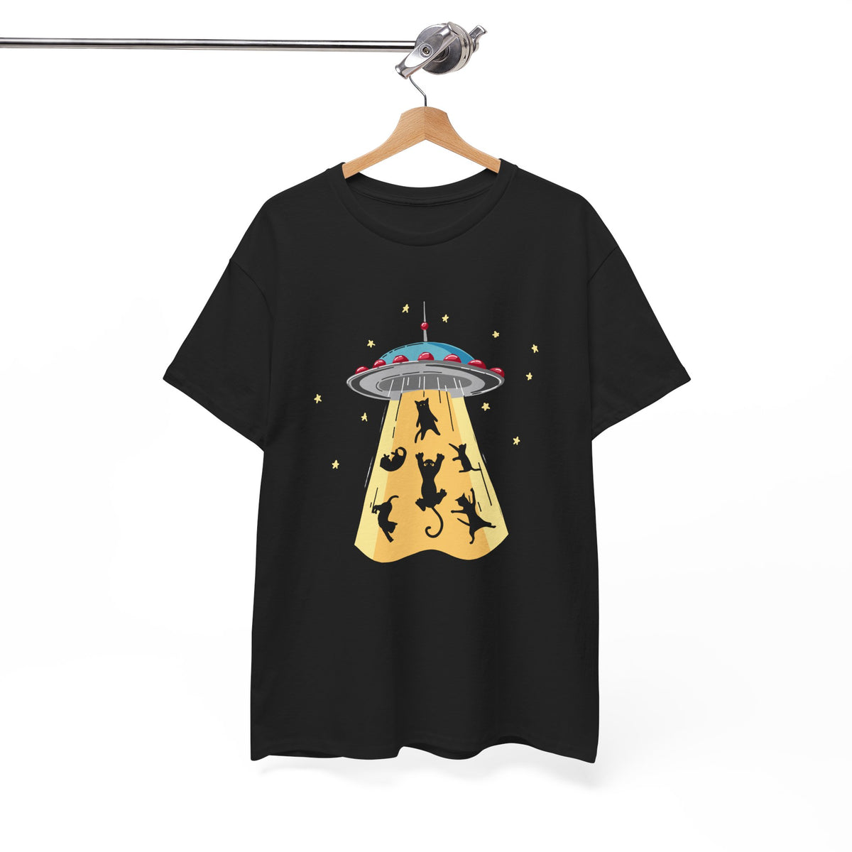 Tee Shirt Chat Homme Femme – OVNI Extraterrestre Espace – Idée Cadeau Amoureux des Chats Humour Science-Fiction