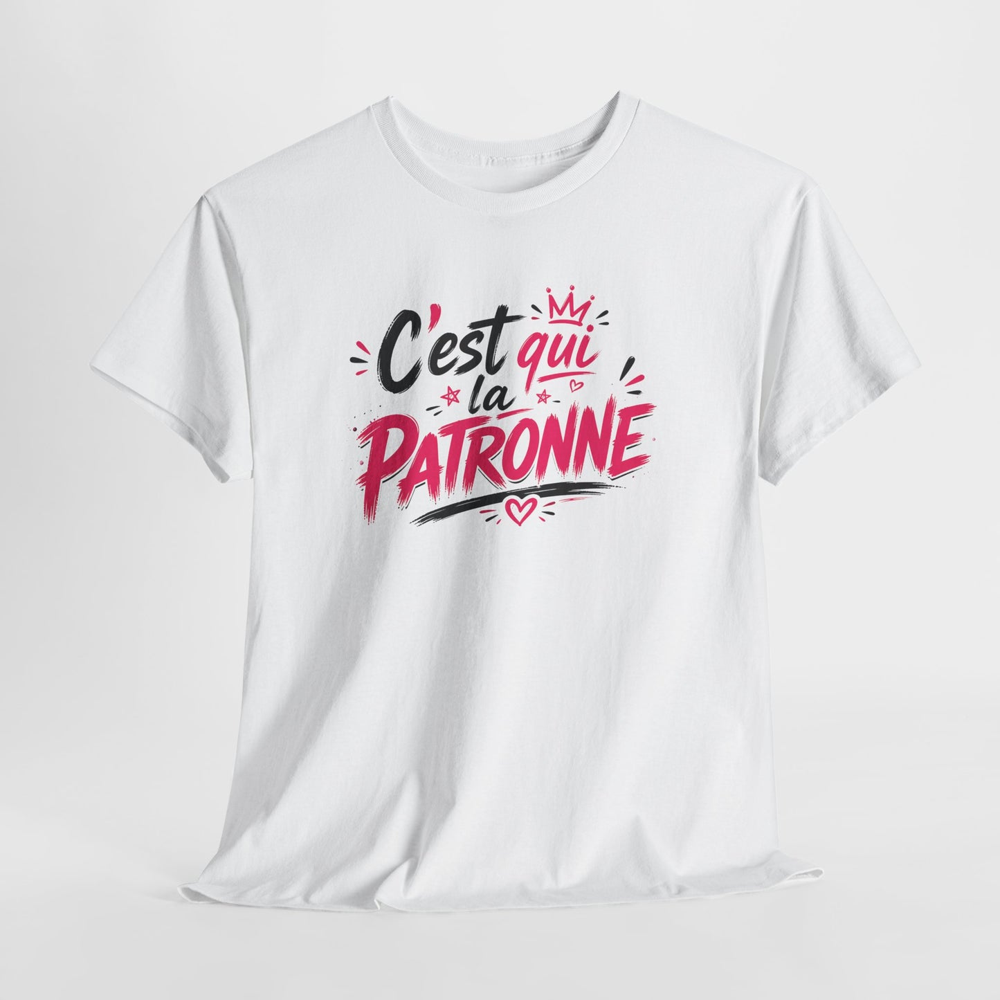 T-Shirt Femme Humour Patronne – C’est Qui La Patronne – Tee Shirt Girl Boss Rose – Cadeau Femme Drôle