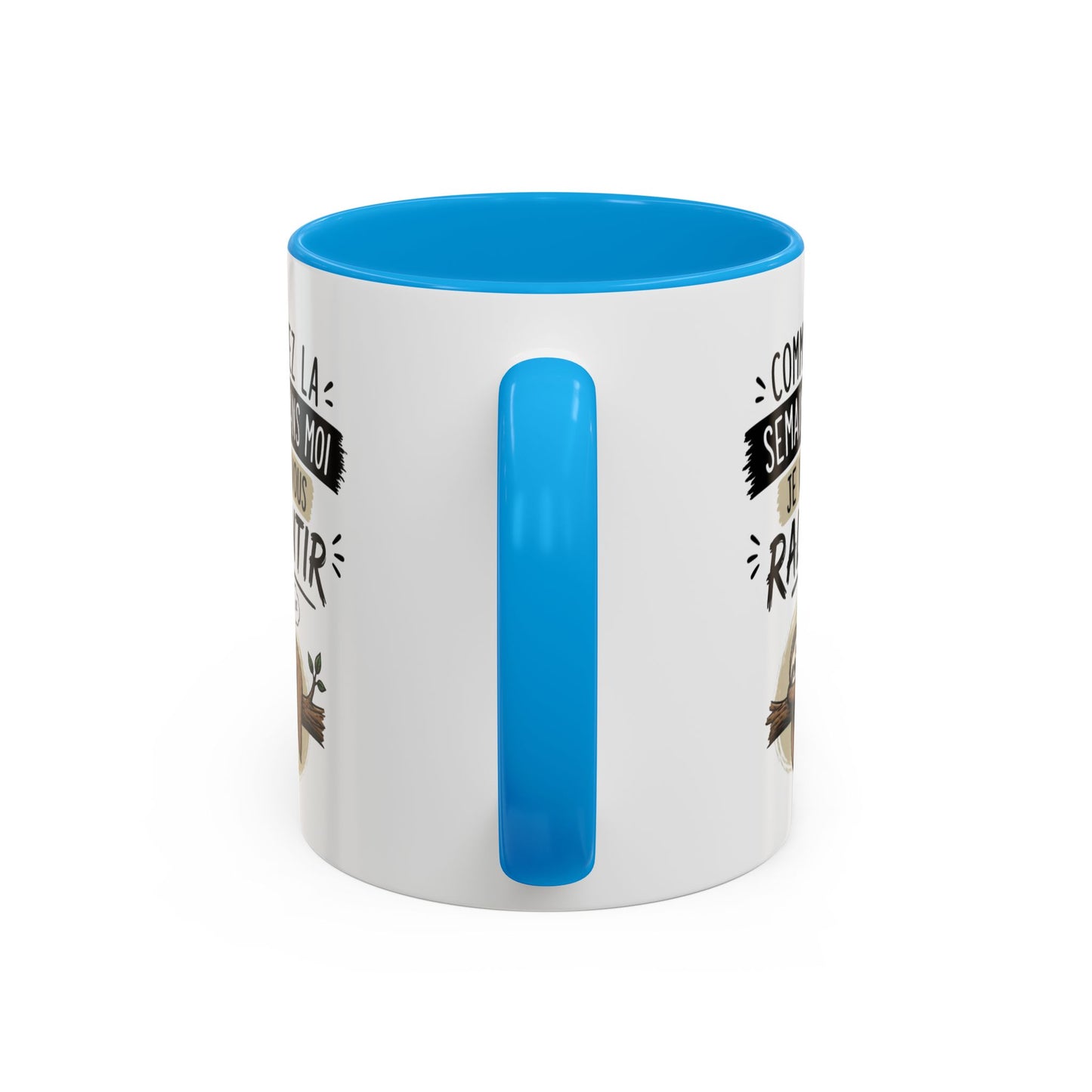 Mug Paresseux Drôle – “Commencez la Semaine Sans Moi” – Tasse Humour Bureau et Fatigue – Cadeau Original Homme Femme – Céramique 325ml Noir Bleu Rouge