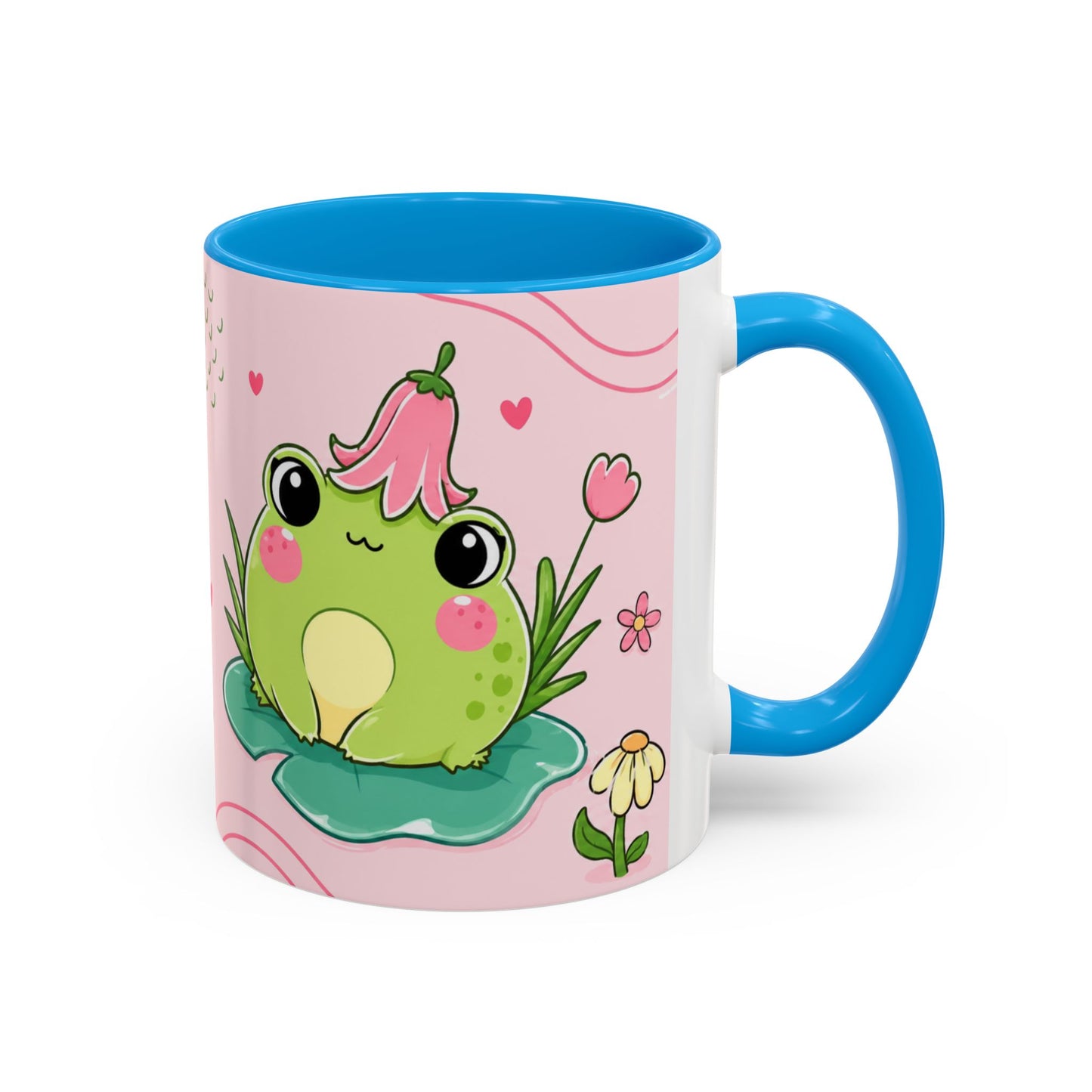 Tasse Grenouilles Kawaii – Mug Cute avec Frogs Pastel et Fleurs – Cadeau Mignon Enfant Fille 325ml