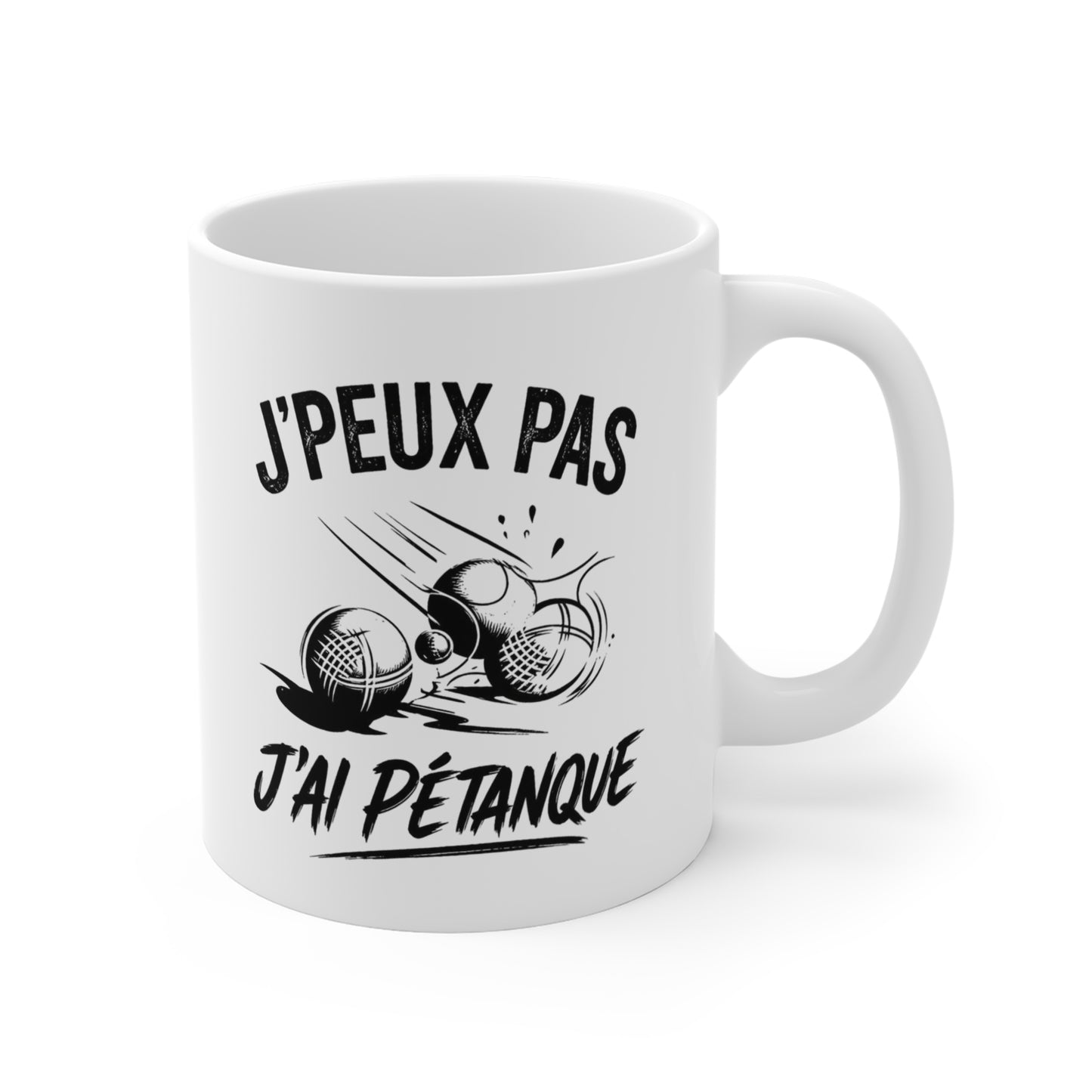 Tasse J’Peux Pas J’Ai Pétanque – Mug Humour Joueur de Boules – Cadeau Pétanque Homme Femme 325ml