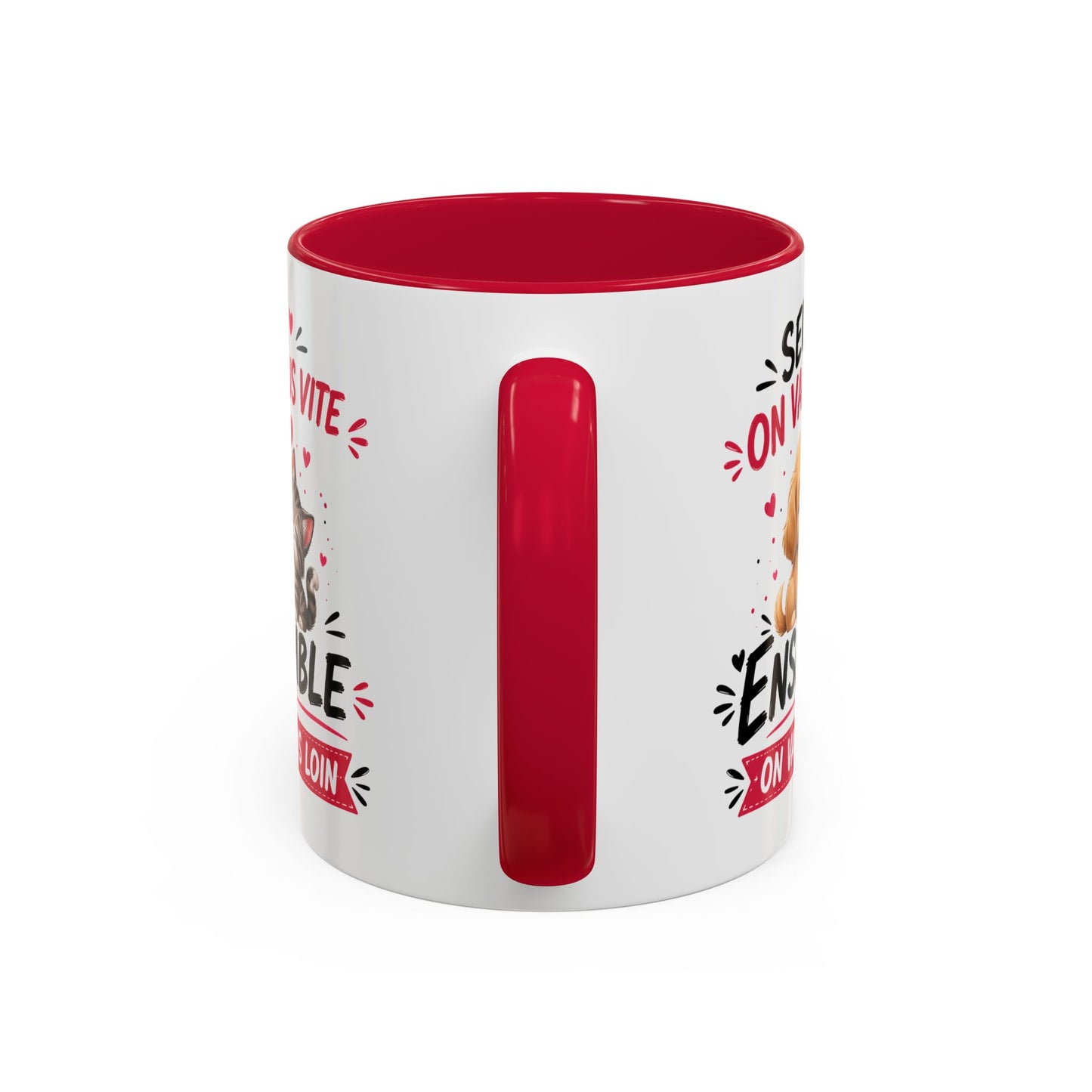 Tasse Seul On Va Plus Vite Ensemble On Va Plus Loin – Mug Chien Chat Amour Amitié – Cadeau Mignon 325ml