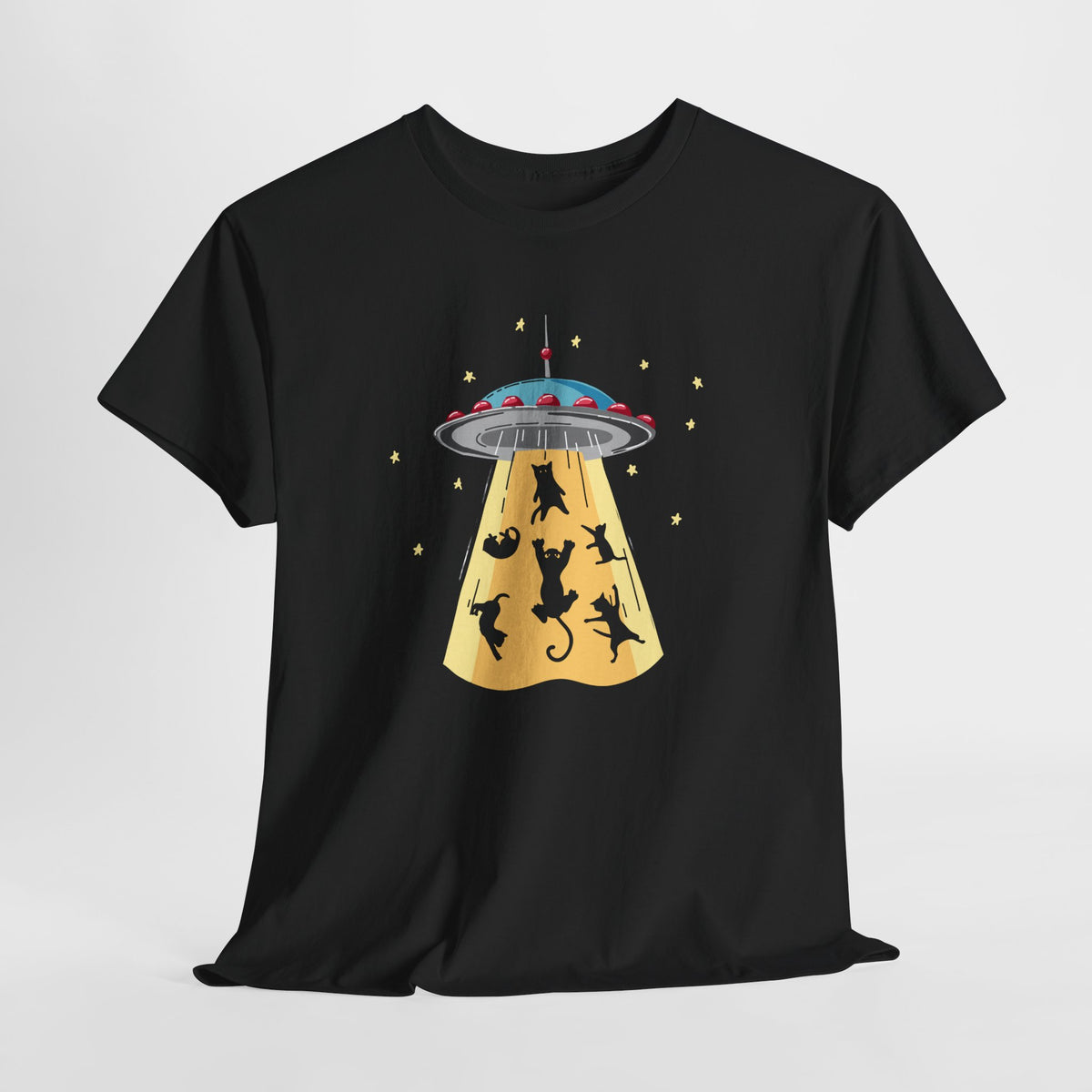 Tee Shirt Chat Homme Femme – OVNI Extraterrestre Espace – Idée Cadeau Amoureux des Chats Humour Science-Fiction