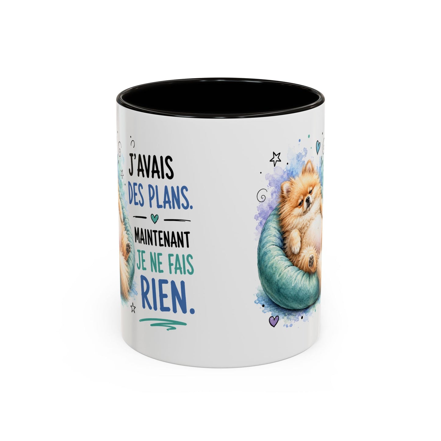 Tasse Spitz Nain Drôle Homme Femme – Mug J'Avais des Plans Maintenant Je Ne Fais Rien – Cadeau Humour Chien 325 ml