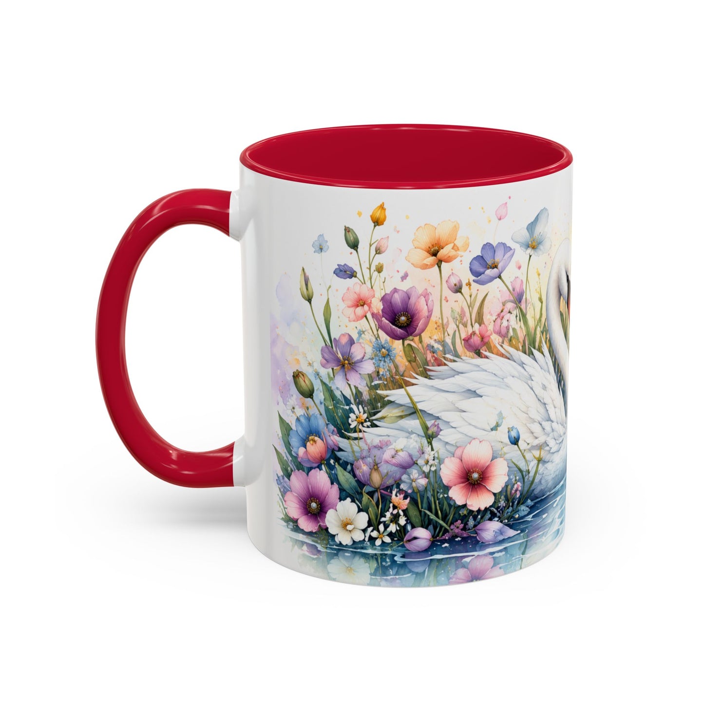 Tasse Cygnes et Fleurs – Mug Romantique Aquarelle – Cadeau Amour Homme Femme 325ml