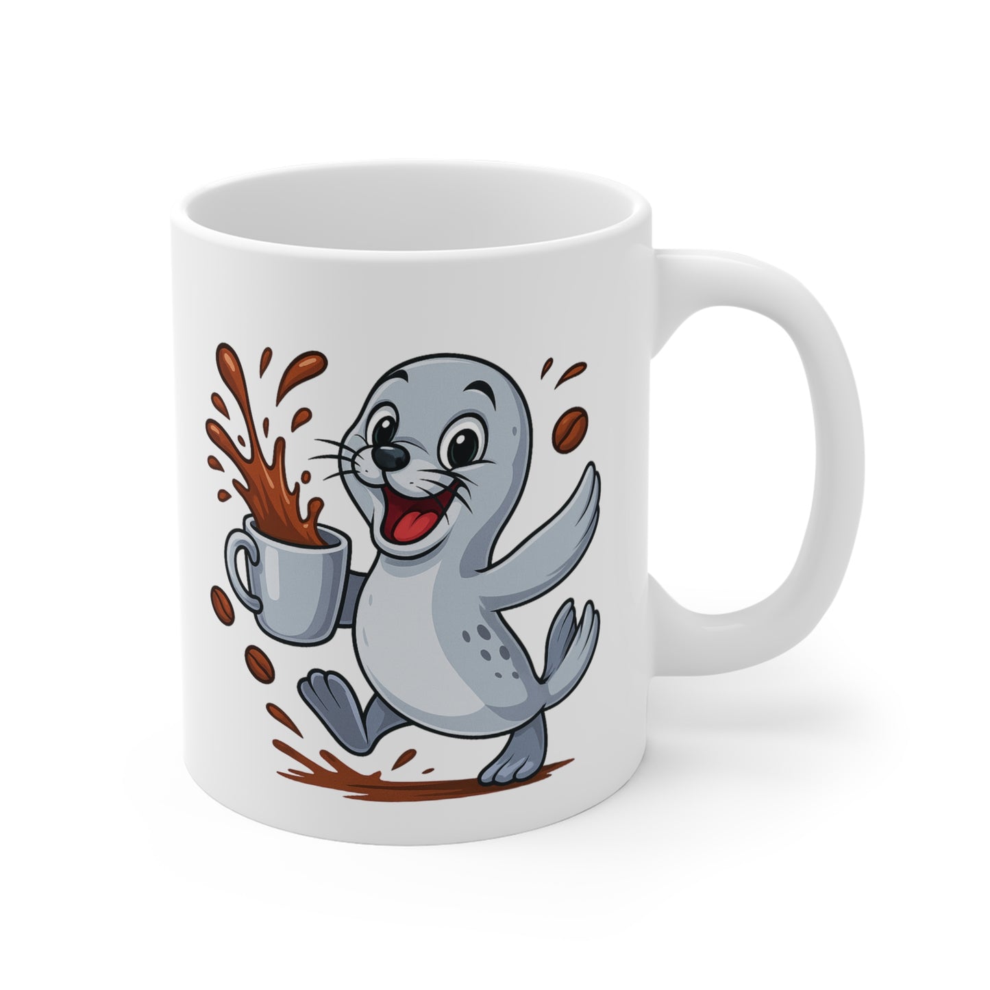 Tasse Phoque Amusant – Mug Café Cartoon Céramique 325ml – Cadeau Original Animal Marin Mignon
