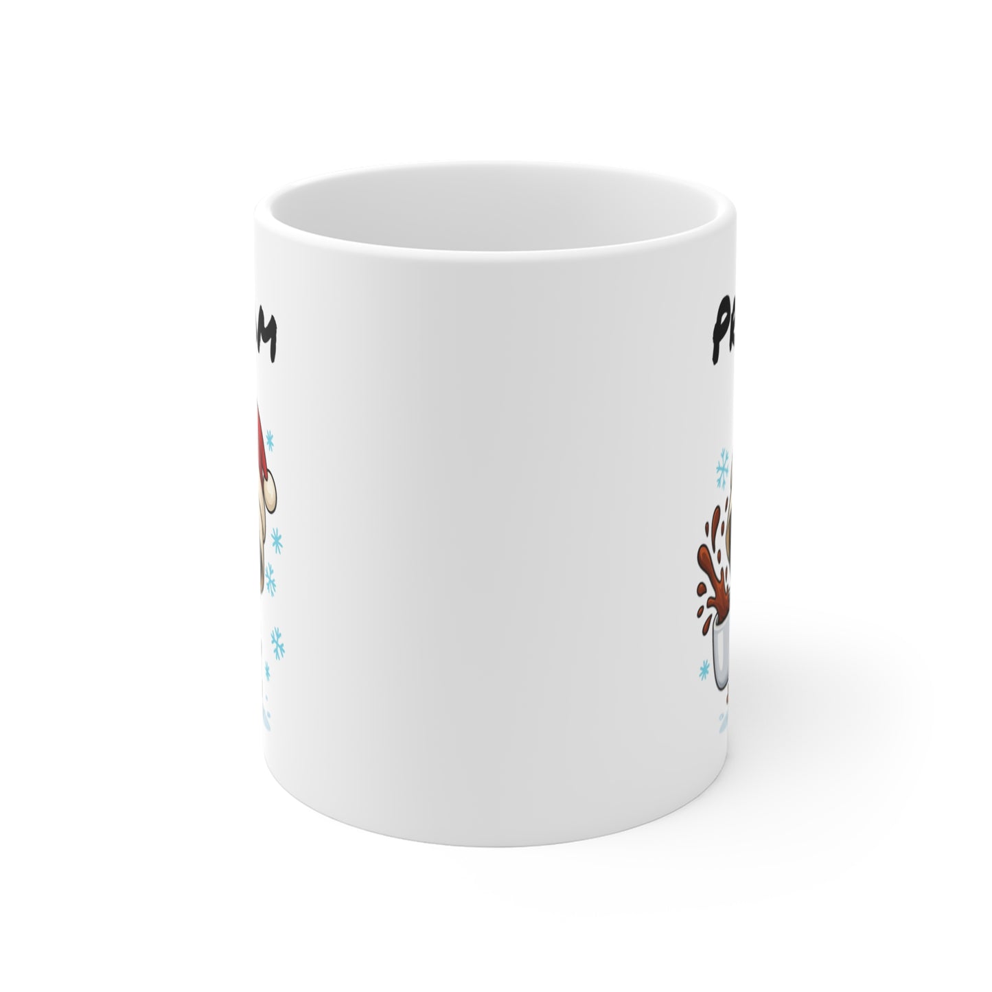 Tasse Personnalisable Calimero  Poussin Noël – Mug Prénom Festif Flocons Mignon 325ml – Cadeau Original Café