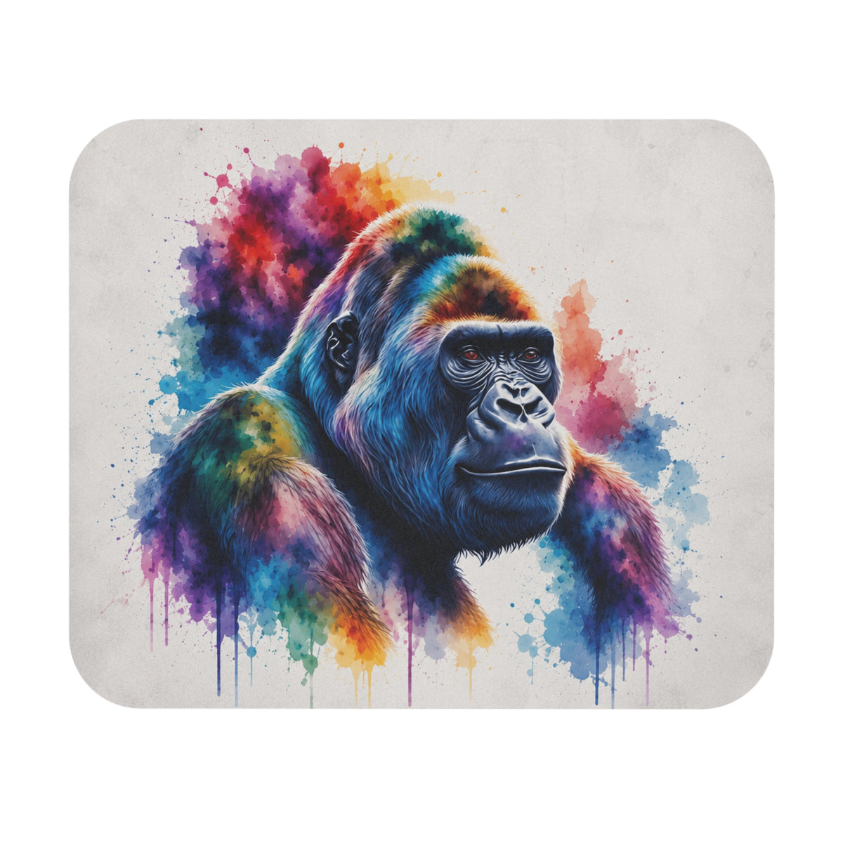 Tapis de Souris 22x18cm Gorille Aquarelle Coloré Animal Sauvage Cadeau Homme et Femme Décoration Bureau Gaming Artistique