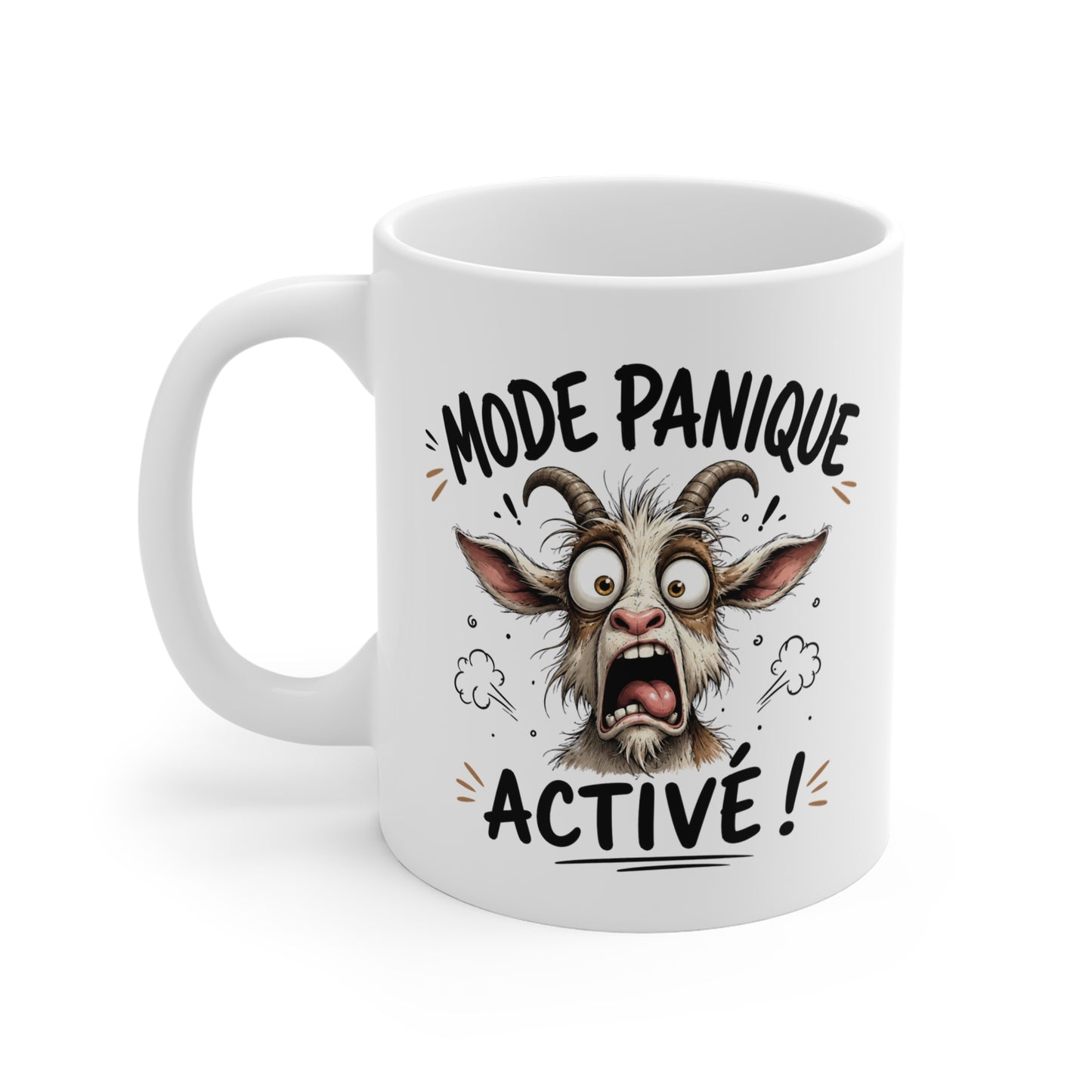 Tasse Mode Panique Activé – Mug Chèvre Humour Drôle – Cadeau Original Animal Fun 325ml