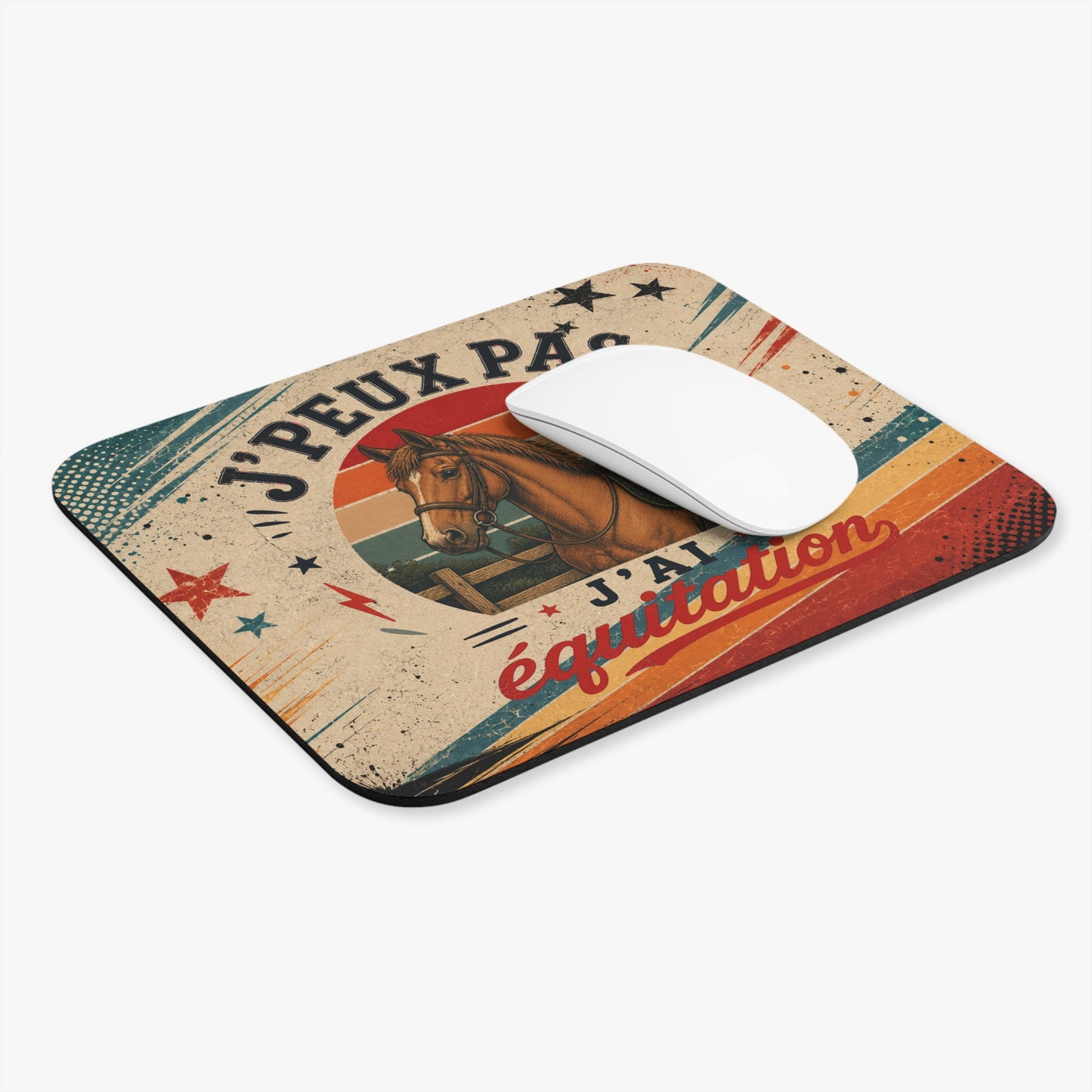 Tapis de Souris J'Peux Pas J'ai Équitation Vintage – Cadeau Équitation Homme et Femme – Accessoire Bureau Gamer Cheval Original