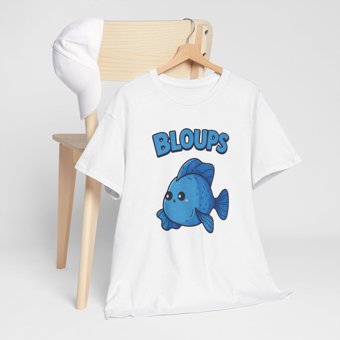 T-Shirt Humour Poisson Homme – Bloups Poisson Drôle Kawaii – Cadeau Original Amateur d’Aquarium et Animaux Marins