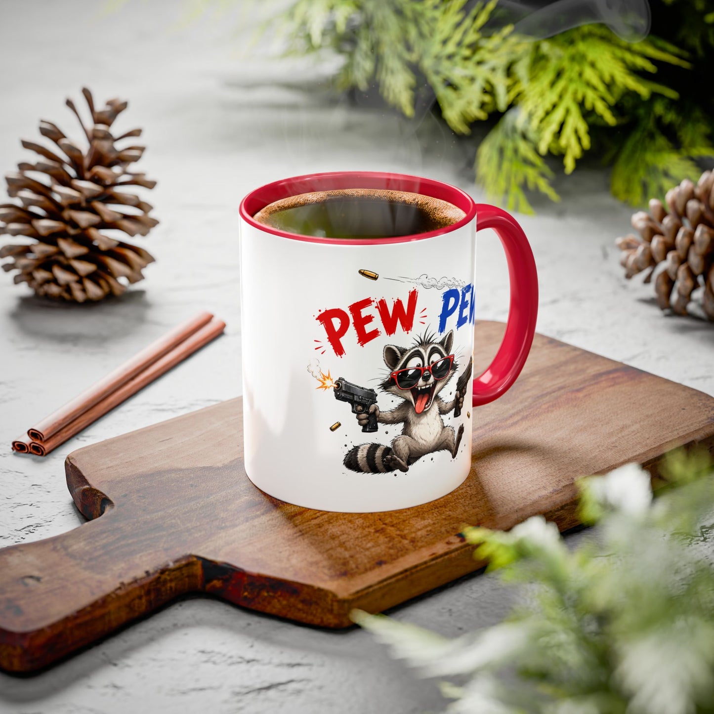 Tasse Pew Pew – Mug  Animal Raton Laveur Humour – Cadeau Drôle Homme Femme 325ml