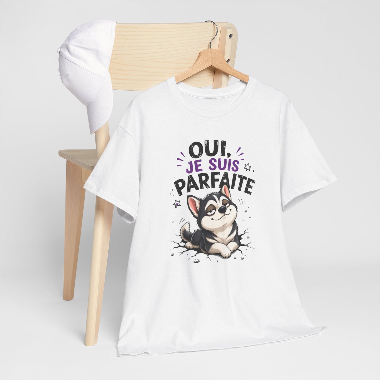 Tee-Shirt Femme Humour Chien Husky – Idée Cadeau Drôle Original Femme – Vêtement Humoristique Amoureuse des Chiens Anniversaire