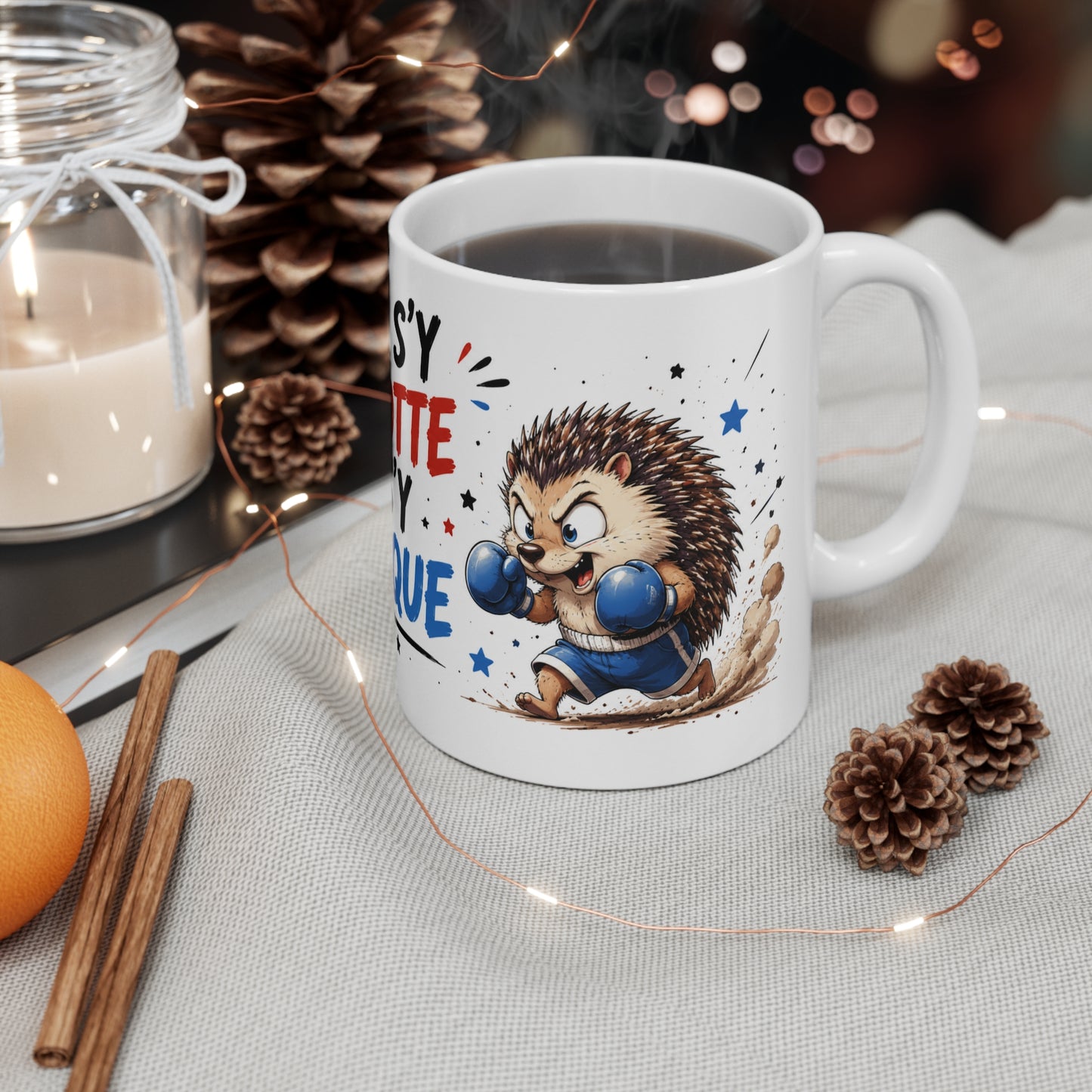 Tasse Qui S’Y Frotte S’Y Pique – Mug Hérisson Humour Boxe – Cadeau Original Animal Fun 325ml