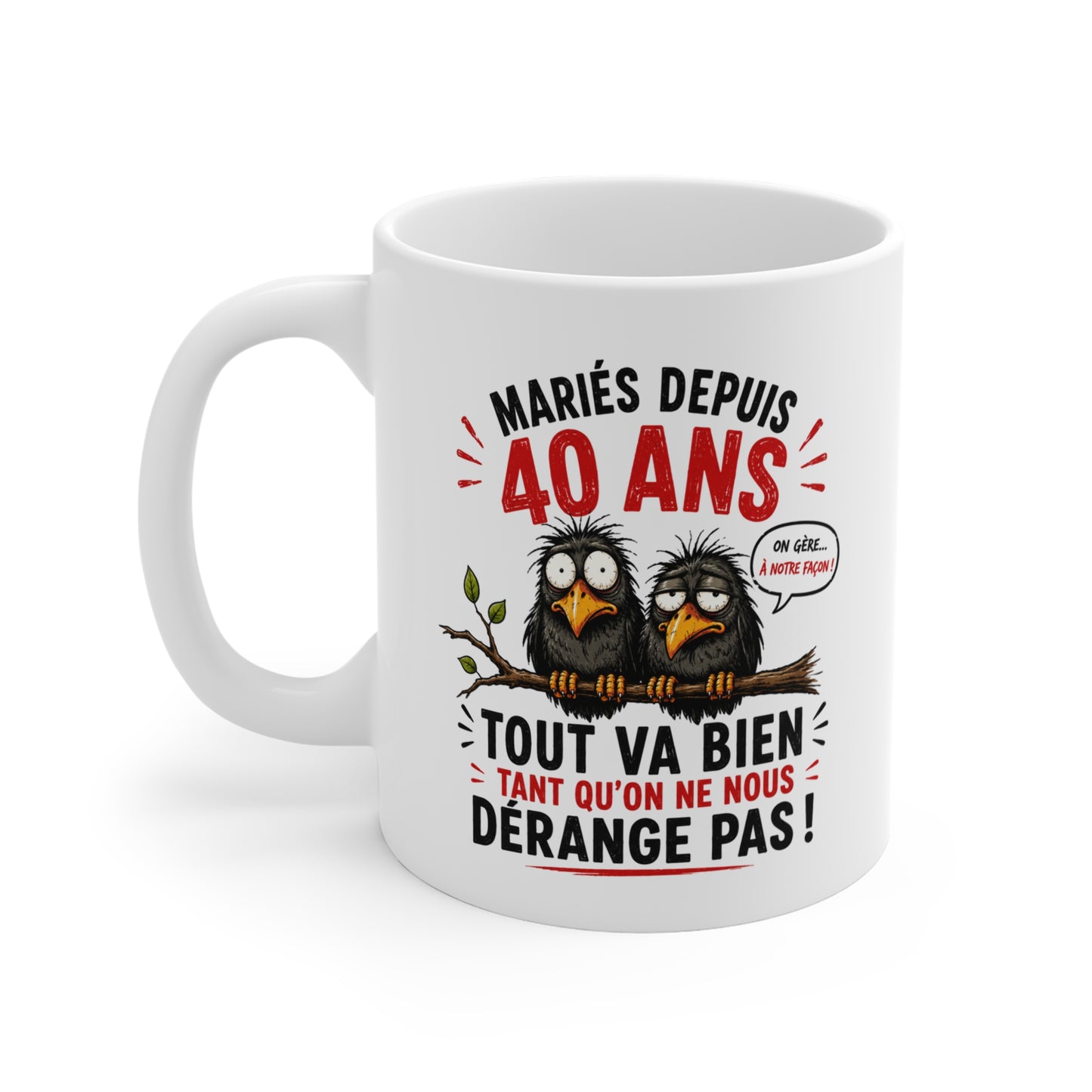 Tasse Mariés Depuis 40 Ans – Mug Humour Anniversaire de Mariage 40 Ans Homme Femme – Cadeau Noces d'Émeraude 325 ml