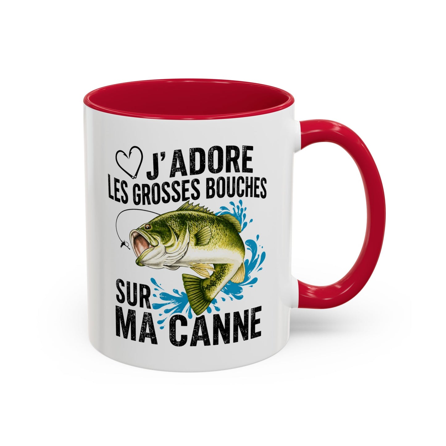 Mug Pêche Grosses Bouches – Tasse Humoristique Poisson – Cadeau Homme Pêcheur Passionné – 325 ml Noir Bleu Rouge