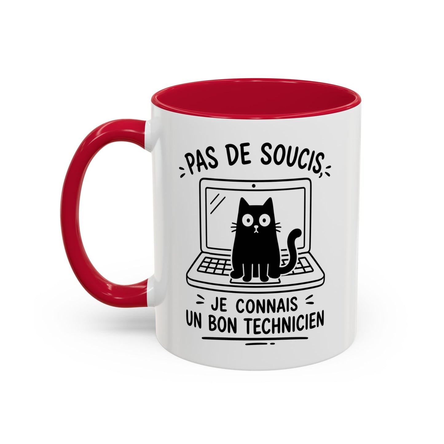 Tasse Humour Informatique Homme et Femme – Mug Drôle Chat Ordinateur Technicien – Cadeau Original Geek Informaticien 325 ml