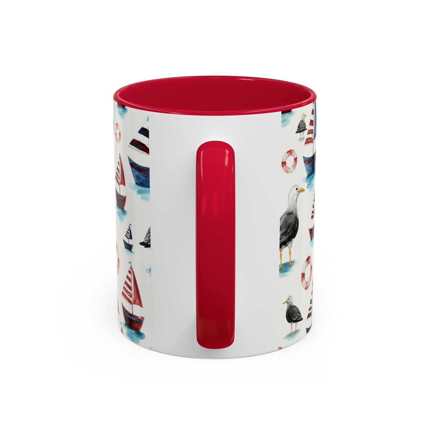 Tasse Thème Marin Aquarelle – Mug Voilier et Mouette – Design Nautique Bord de Mer – Céramique 325ml