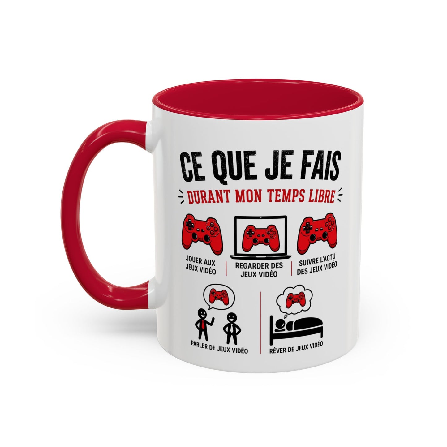 Mug Gamer Humour – Ce Que Je Fais Durant Mon Temps Libre – Tasse Jeux Vidéo Drôle Cadeau Original Céramique 325ml