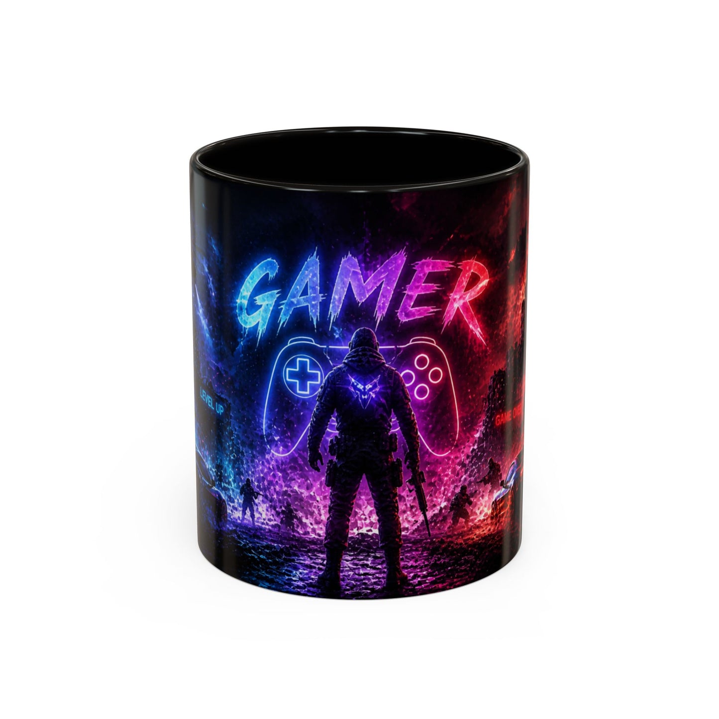 Tasse Gamer Néon Futuriste – Mug Jeux Vidéo Manette et Univers Gaming – Design Arcade Coloré – Céramique 325ml