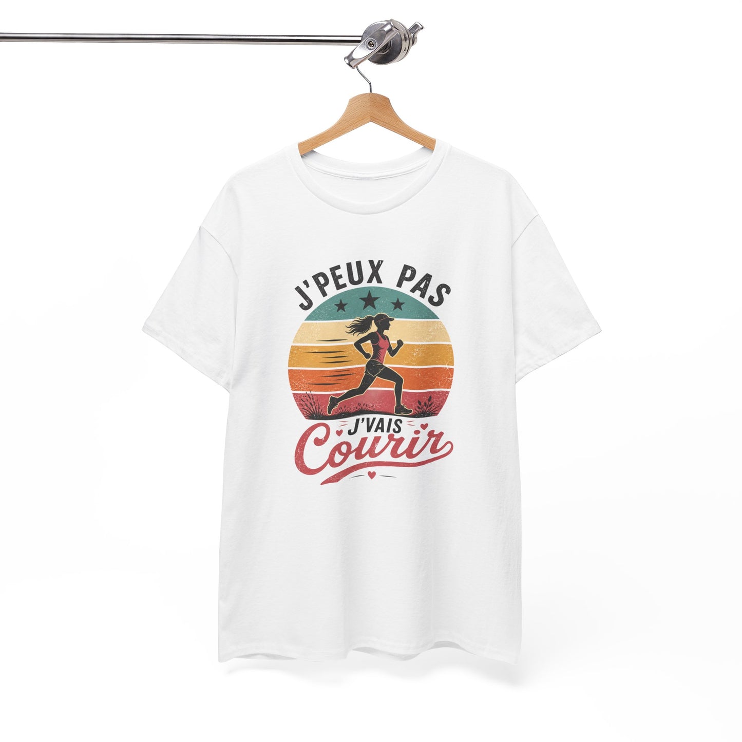 T-Shirt Running Femme Humour – J’Peux Pas J’Vais Courir – Tee Shirt Course à Pied Vintage Sport