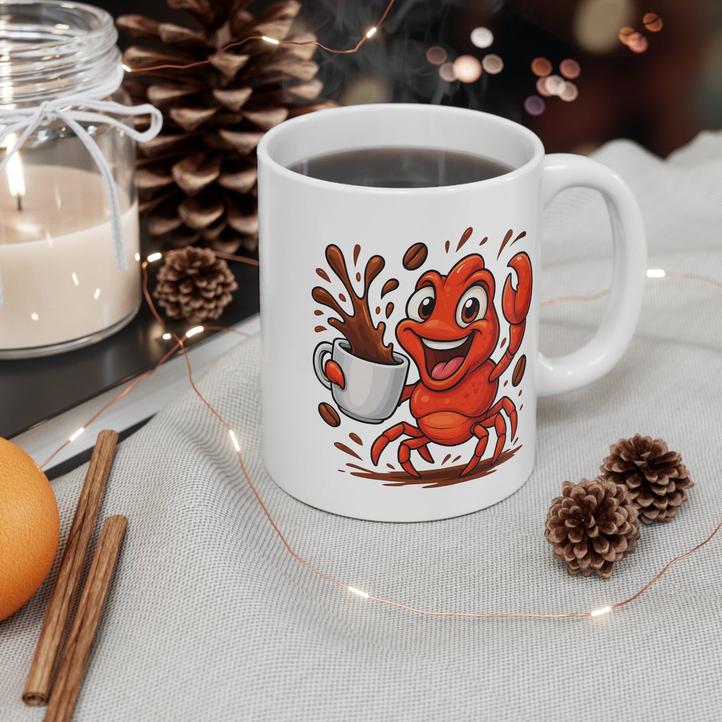 Mug Crabe Café – Tasse Céramique 325ml – Design Cartoon Mignon – Cadeau Original Amateur de Café