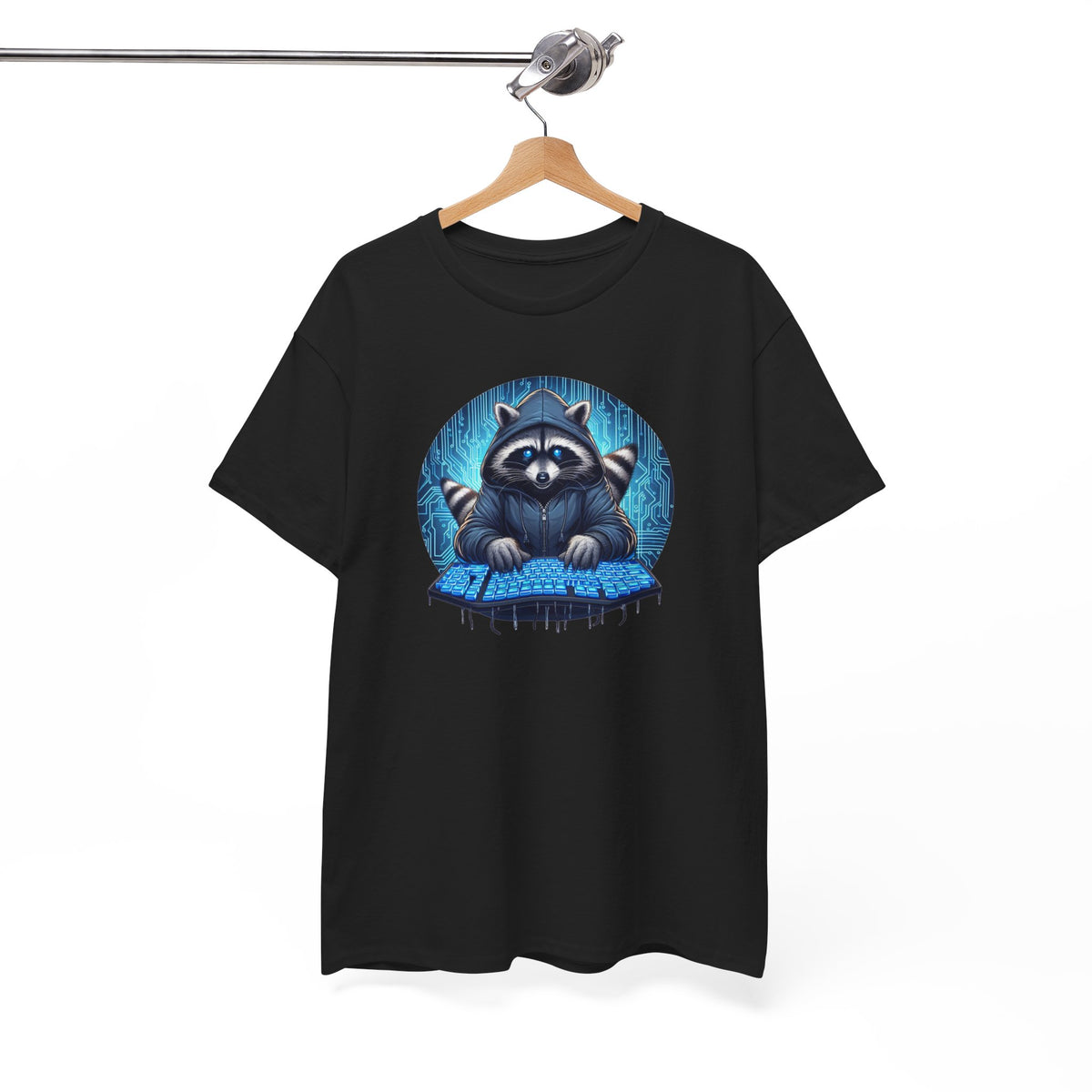 Tee Shirt Raton Laveur Hacker Homme Femme – T-Shirt Geek Informatique Raton Laveur au Clavier – Cadeau Gamer et Passionné de Technologie