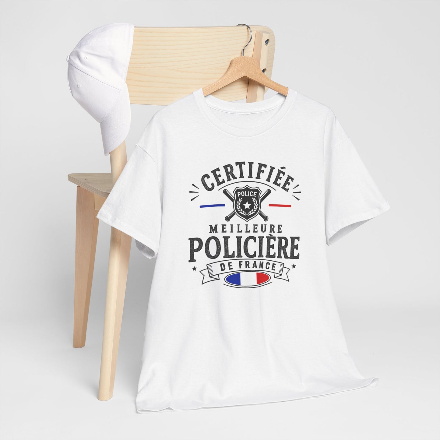 Tee Shirt Policière Femme – Certifiée Meilleure Policière de France – T-Shirt Métier Police Cadeau Original Femme