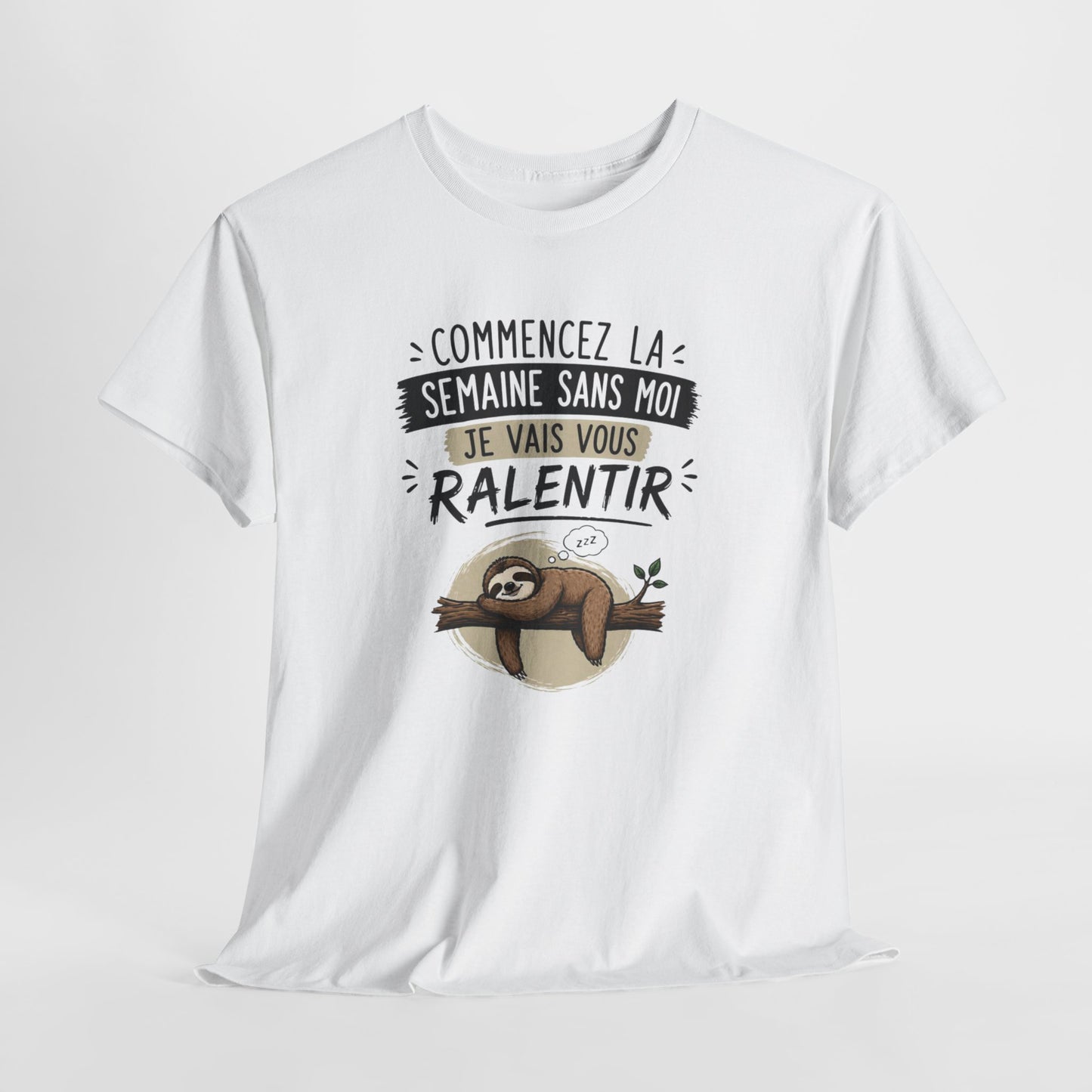 T-Shirt Paresseux Humour Commencez la Semaine Sans Moi – Tee Shirt Drôle Motivation Lundi Fainéant Cadeau Original