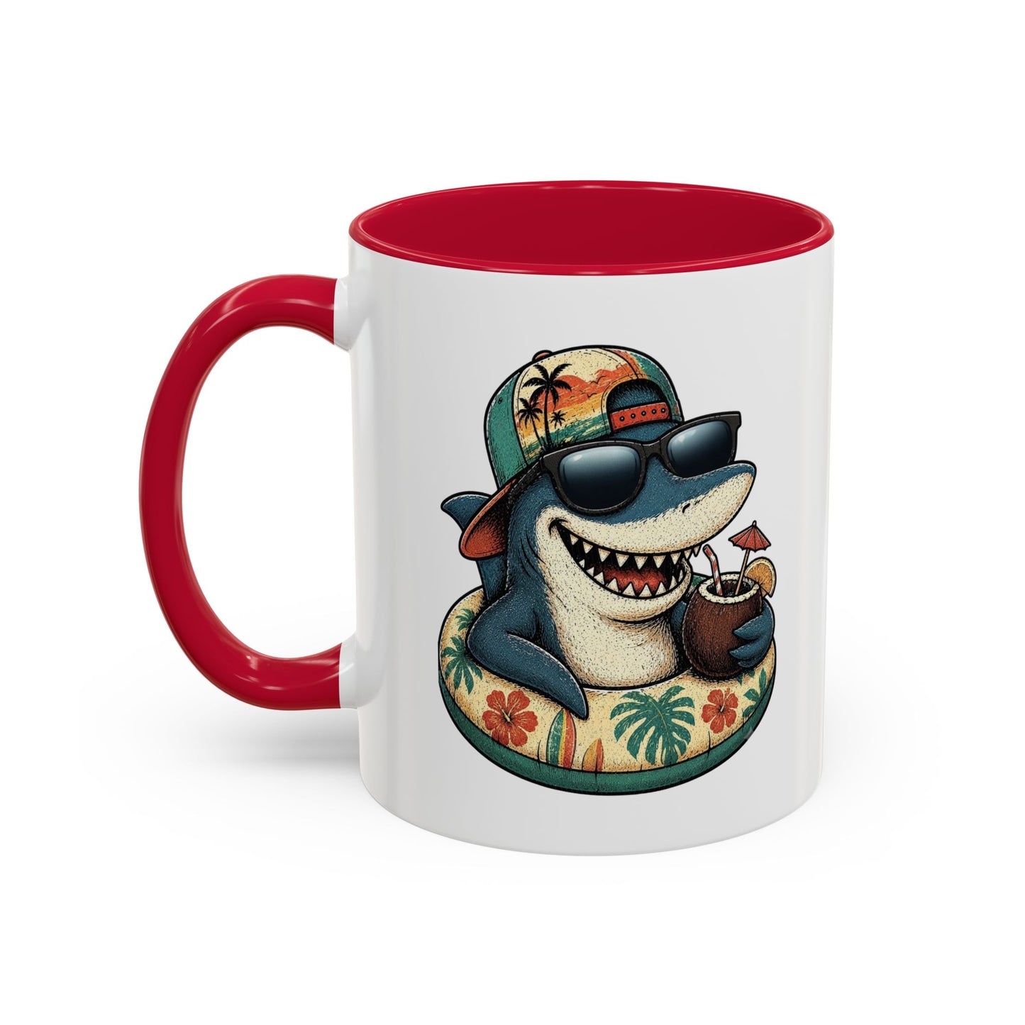 Tasse Requin Drôle avec Cocktail – Mug Requin Tropical Homme Femme – Cadeau Original Été Vacances Plage Surf 325 ml