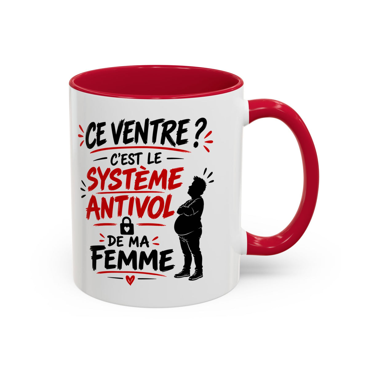 Mug Ce Ventre C’est le Système Antivol de Ma Femme – Tasse Humoristique pour Homme – Idée Cadeau Drôle Mari Couple Anniversaire noir bleu rouge
