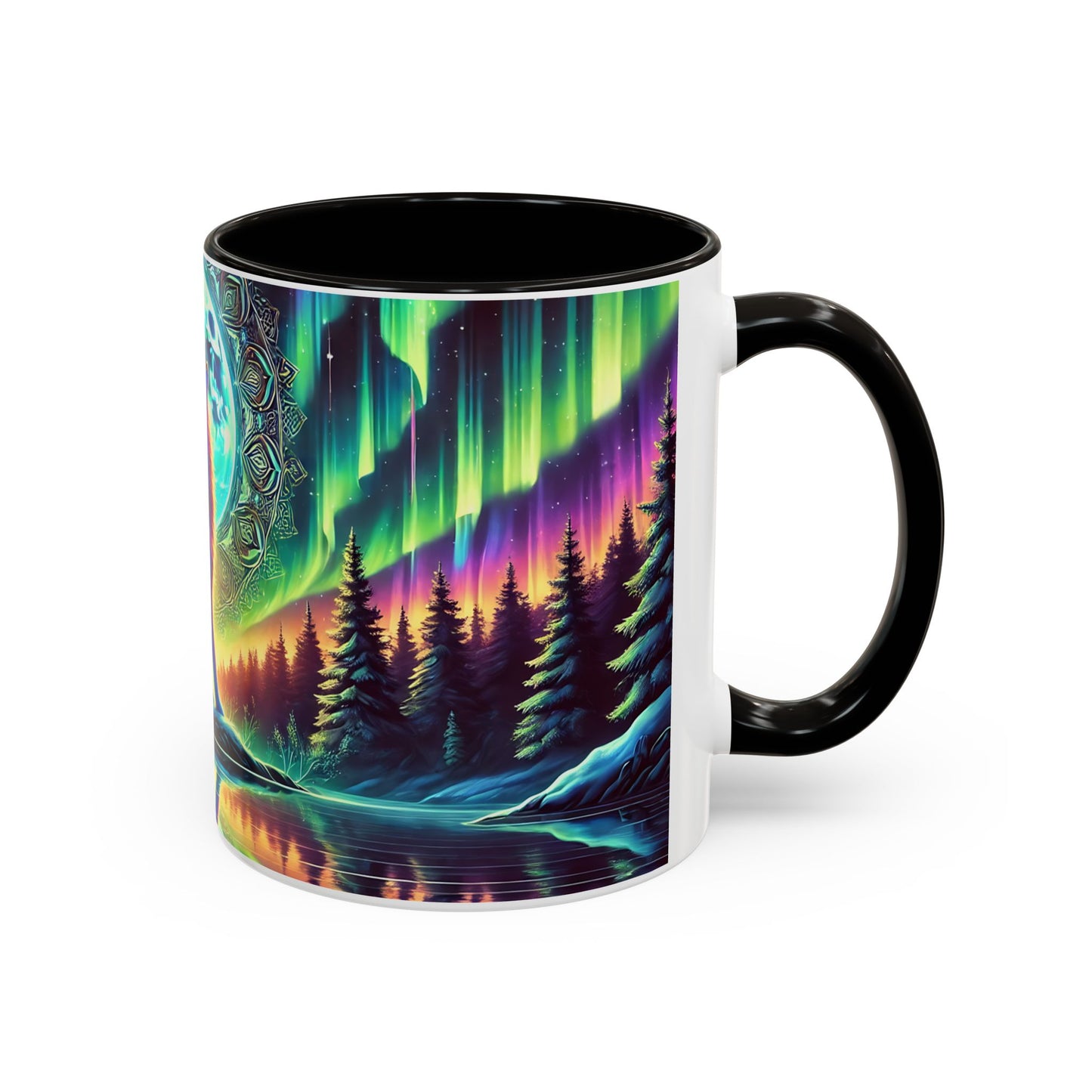 Mug Loup Mystique Aurore Boréale – Tasse Loup Hurlant Pleine Lune – Cadeau Fantaisie Nature 325ml