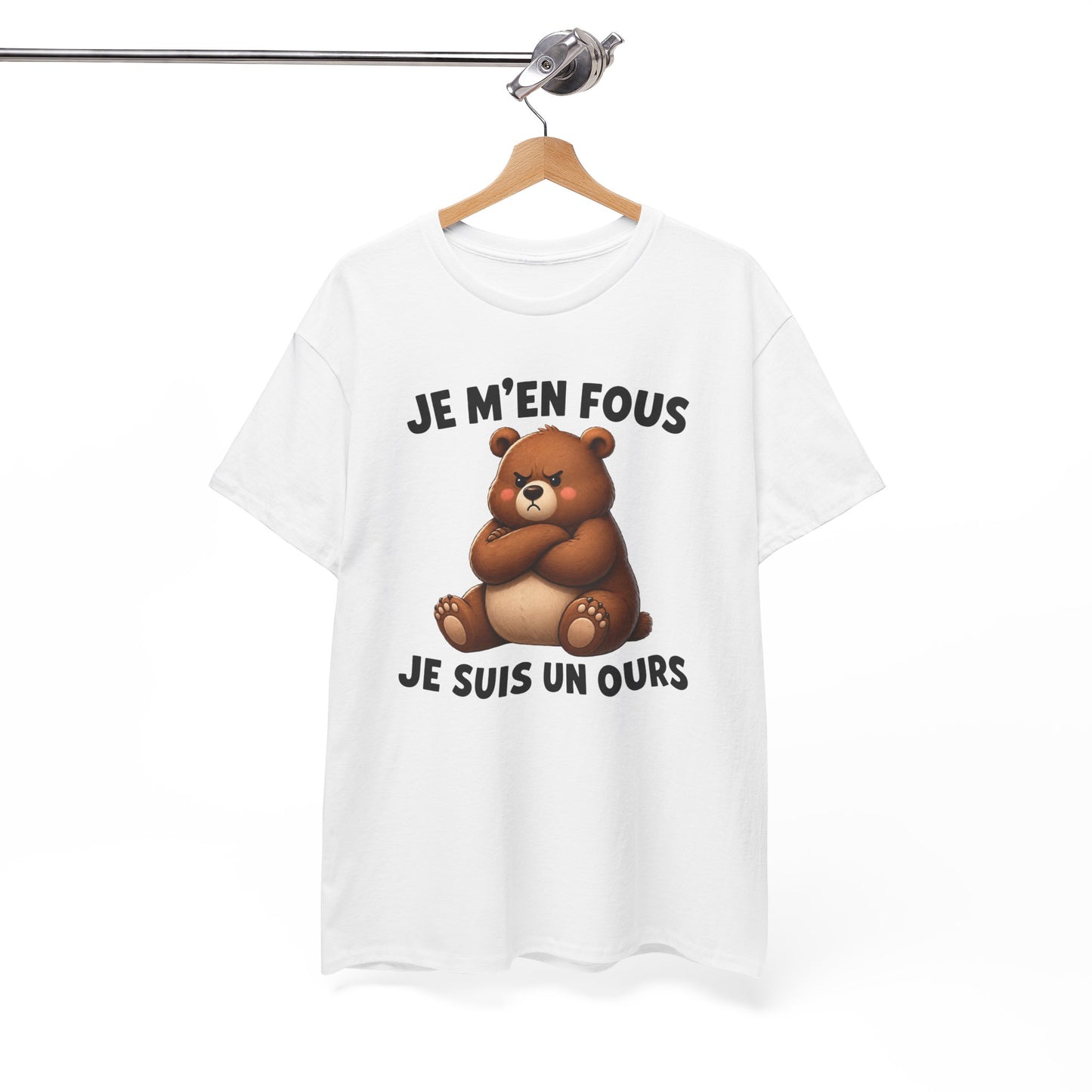 Tee Shirt Je M’En Fous Je Suis Un Ours – T-Shirt Humour Ours Grincheux – Cadeau Homme Femme Animal Mignon et Sarcastique