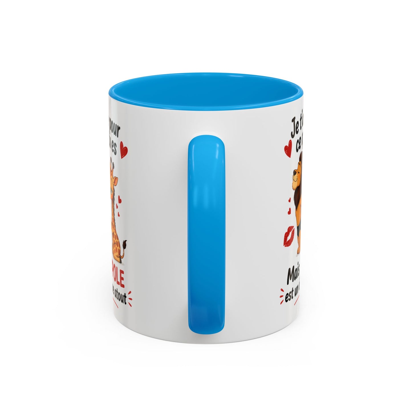 Tasse Lion Girafe Couple Humour – Mug Animaux Amoureux Drôle – Cadeau Couple Original 325ml