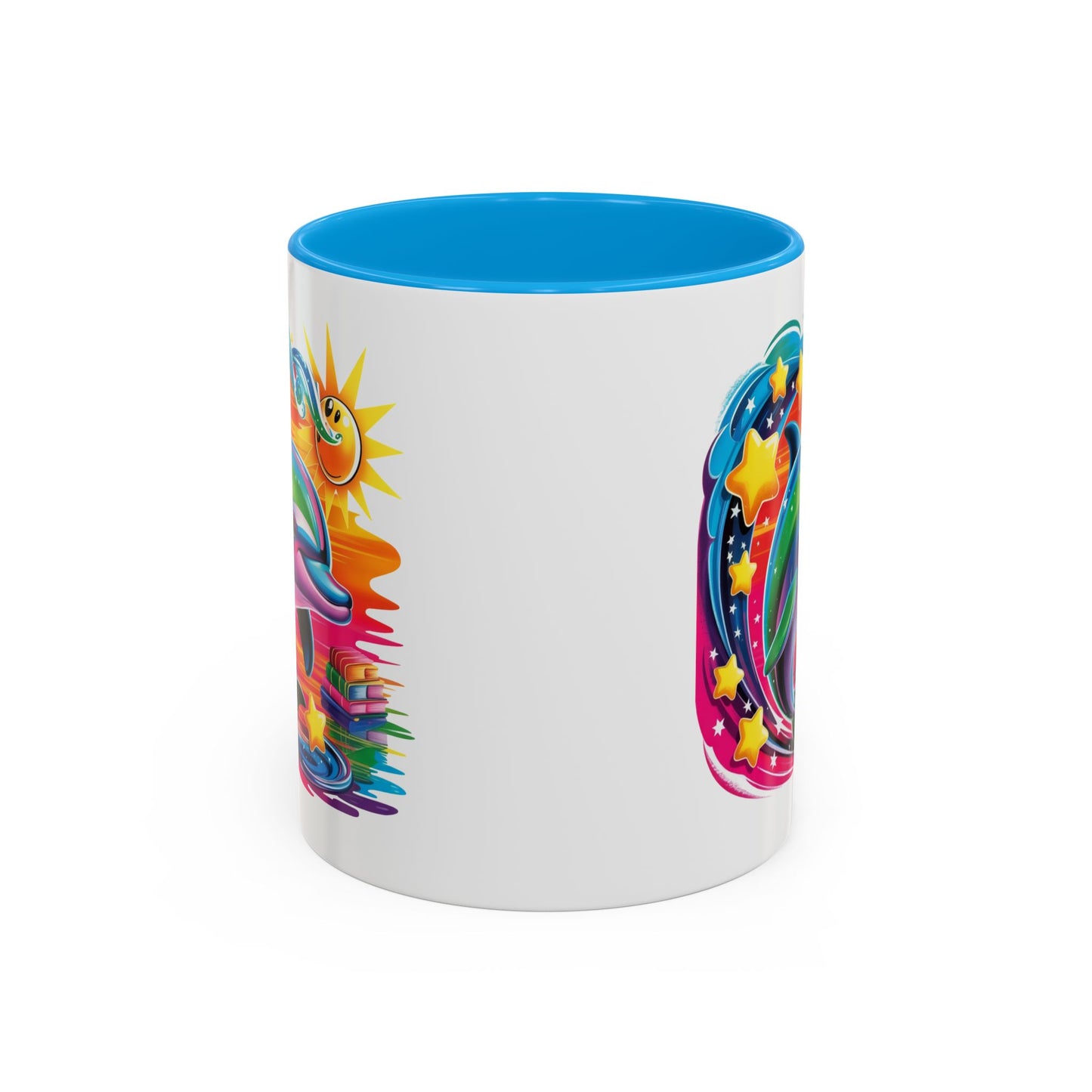 Mug Dauphin Multicolore – Tasse Design Fantaisie Océan Soleil et Étoiles – Cadeau Original 325ml