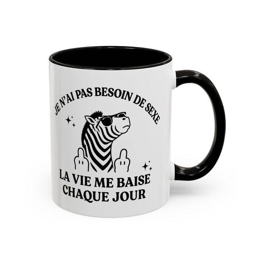 Mug Zèbre Humoristique – Tasse Humour Noir et Sarcasme – Cadeau Original Adulte – Céramique 325ml Noir Bleu Rouge