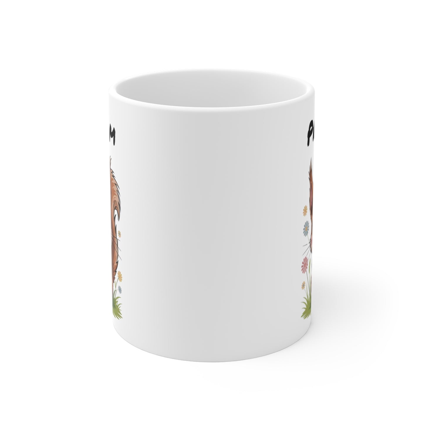 Mug Personnalisé – Tasse avec Prénom – Écureuil Mignon dans un Champ de Fleurs – Cadeau Original