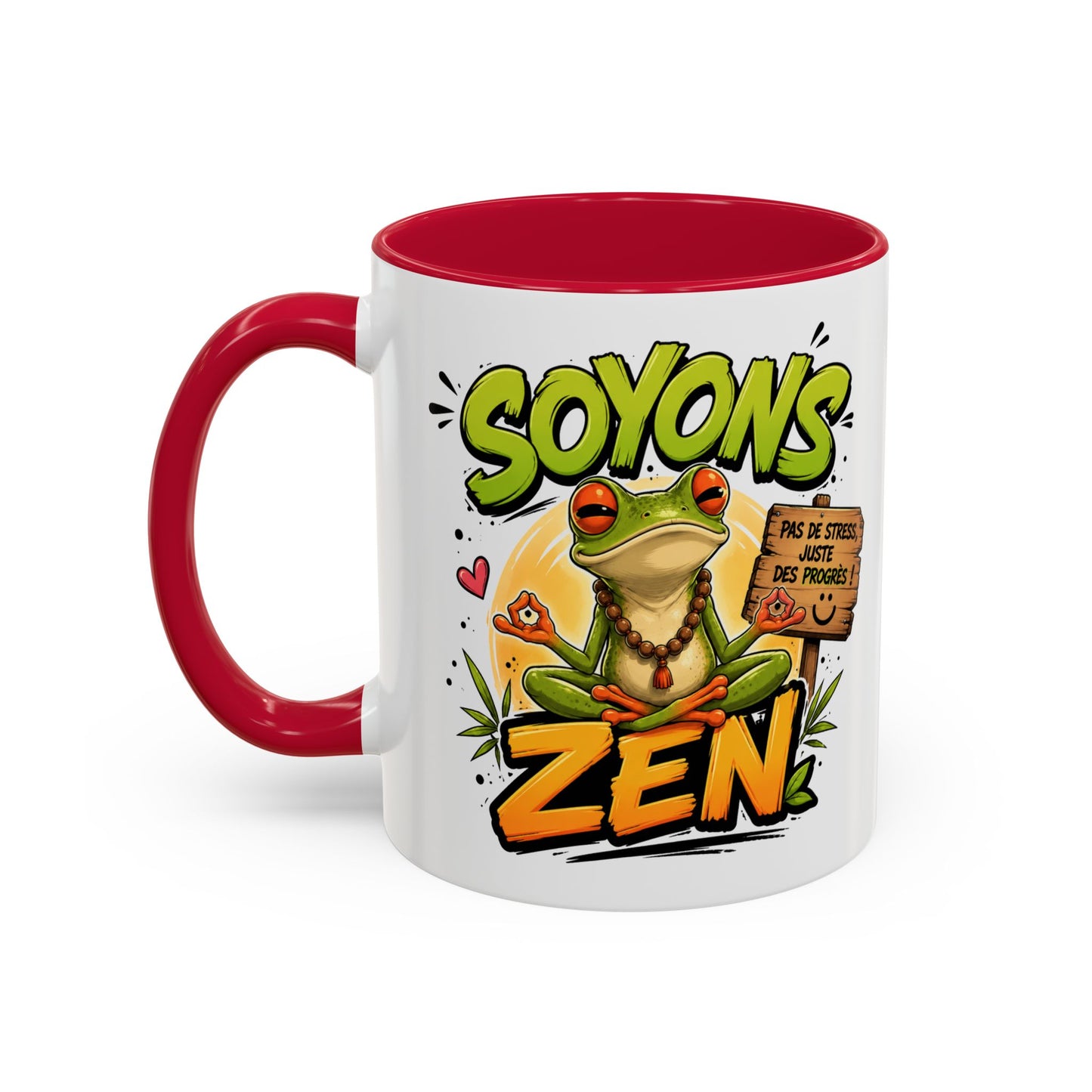 Tasse Soyons Zen – Mug Grenouille Méditation Humour – Cadeau Relaxation Positive 325ml