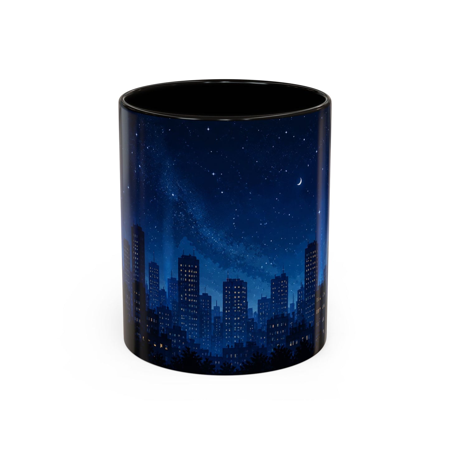 Tasse Ville de Nuit et Étoiles – Mug Skyline Urbain et Ciel Nocturne – Design Moderne Relaxant – Céramique 325ml