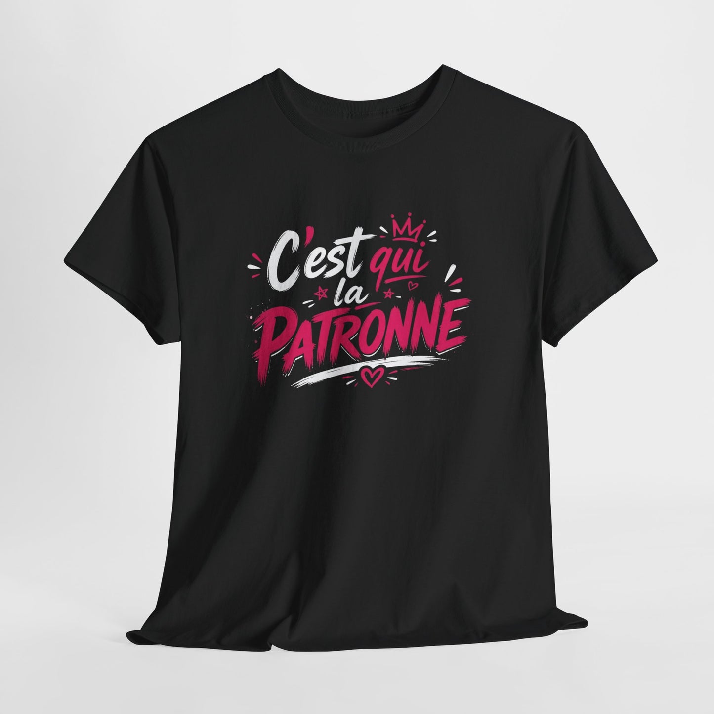 T-Shirt Femme Humour Patronne – C’est Qui La Patronne – Tee Shirt Girl Boss Rose – Cadeau Femme Drôle